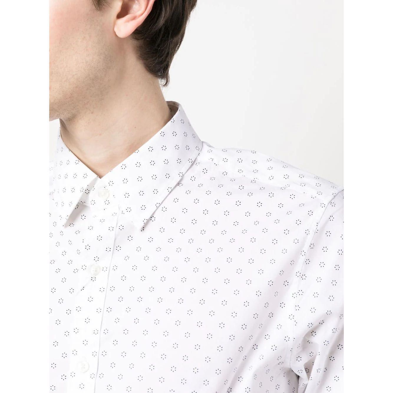 MICHAEL KORS vyriški balti marškiniai Long sleeve slim daisy shirt