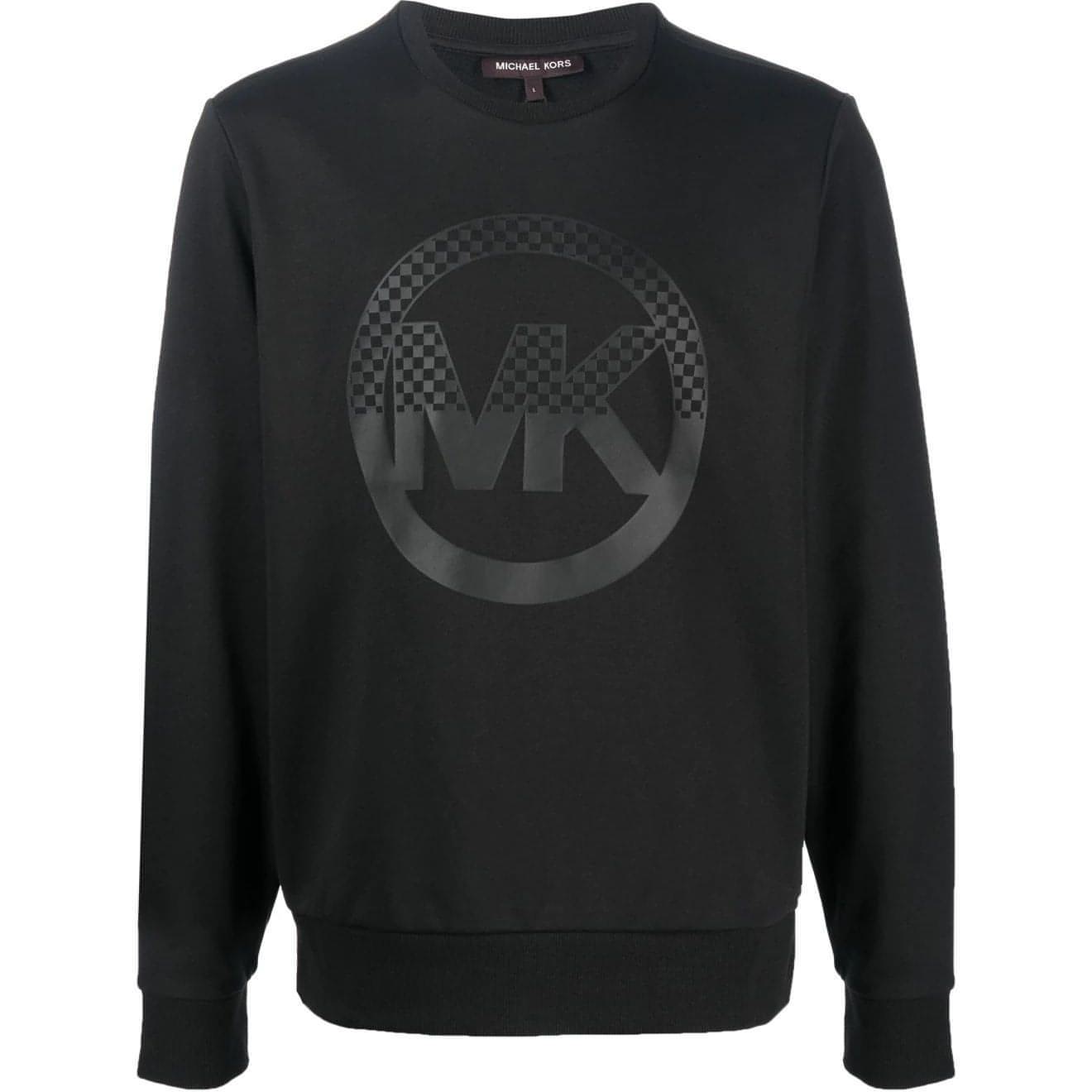 MICHAEL KORS vyriškas juodas megztinis Checker charm crew sweater