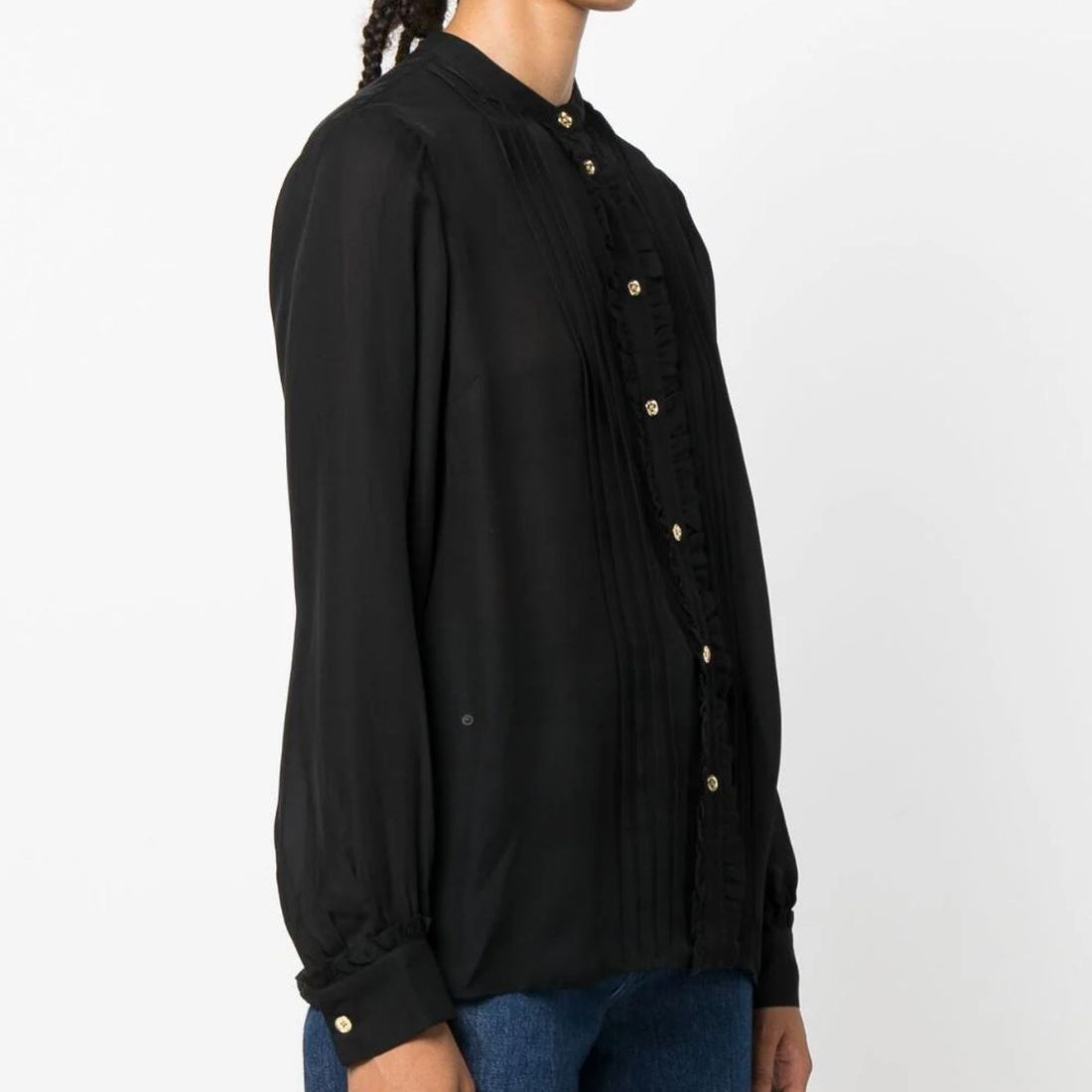 MICHAEL KORS moteriška juoda palaidinė Rfl button down blouse