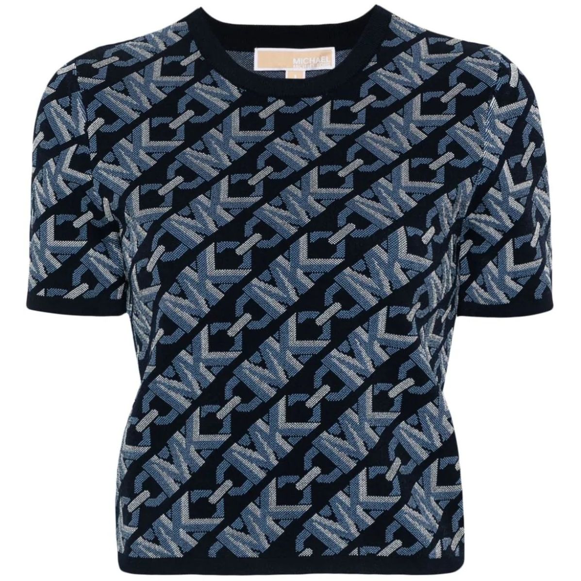 MICHAEL KORS megztinis moterims, Mėlyna, Logo short sleeve sweater