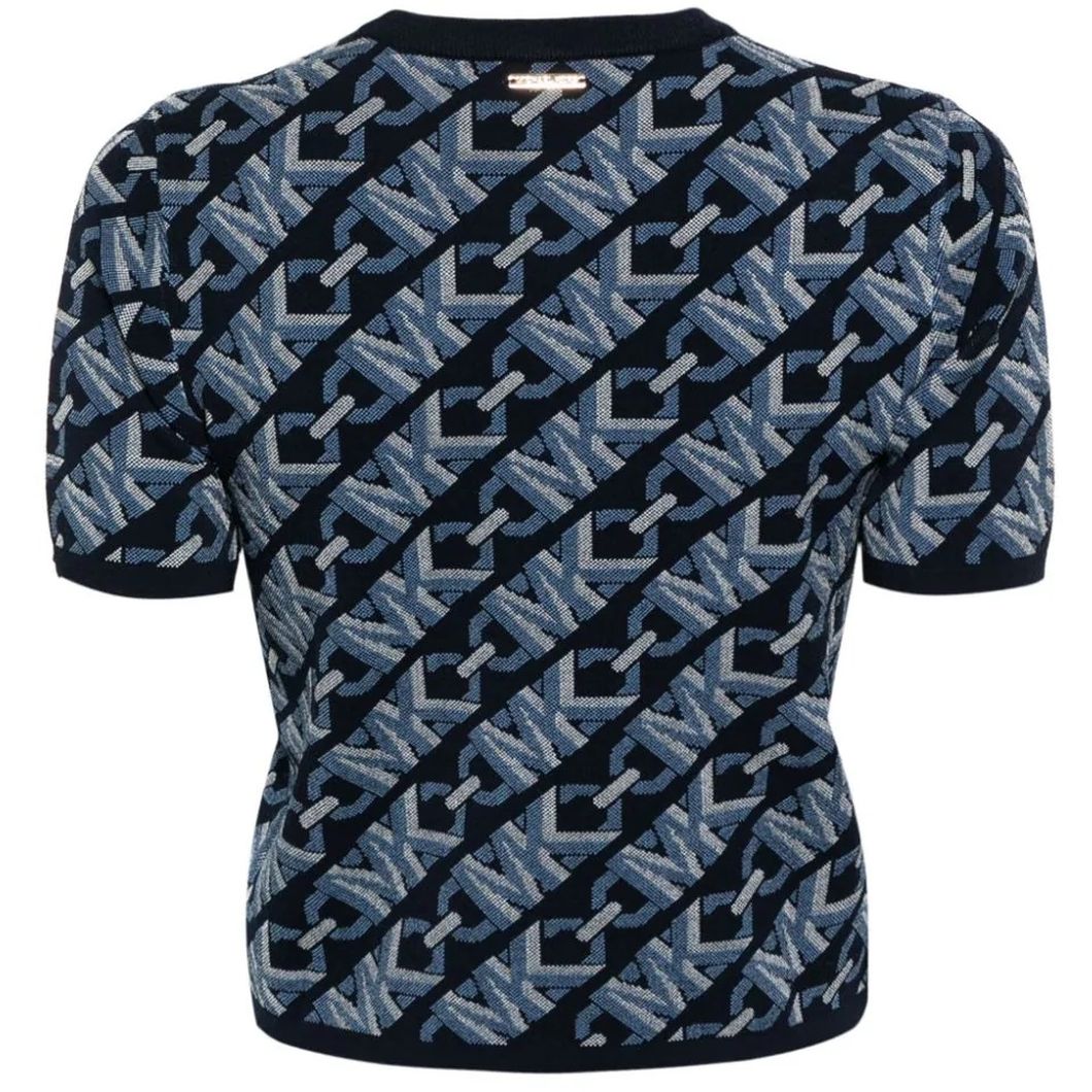 MICHAEL KORS megztinis moterims, Mėlyna, Logo short sleeve sweater