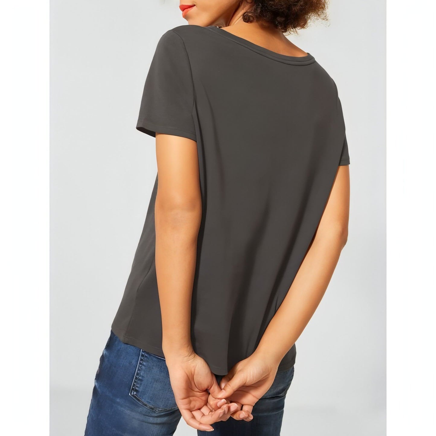 STREET ONE moteriški rudi marškinėliai su aplikacija