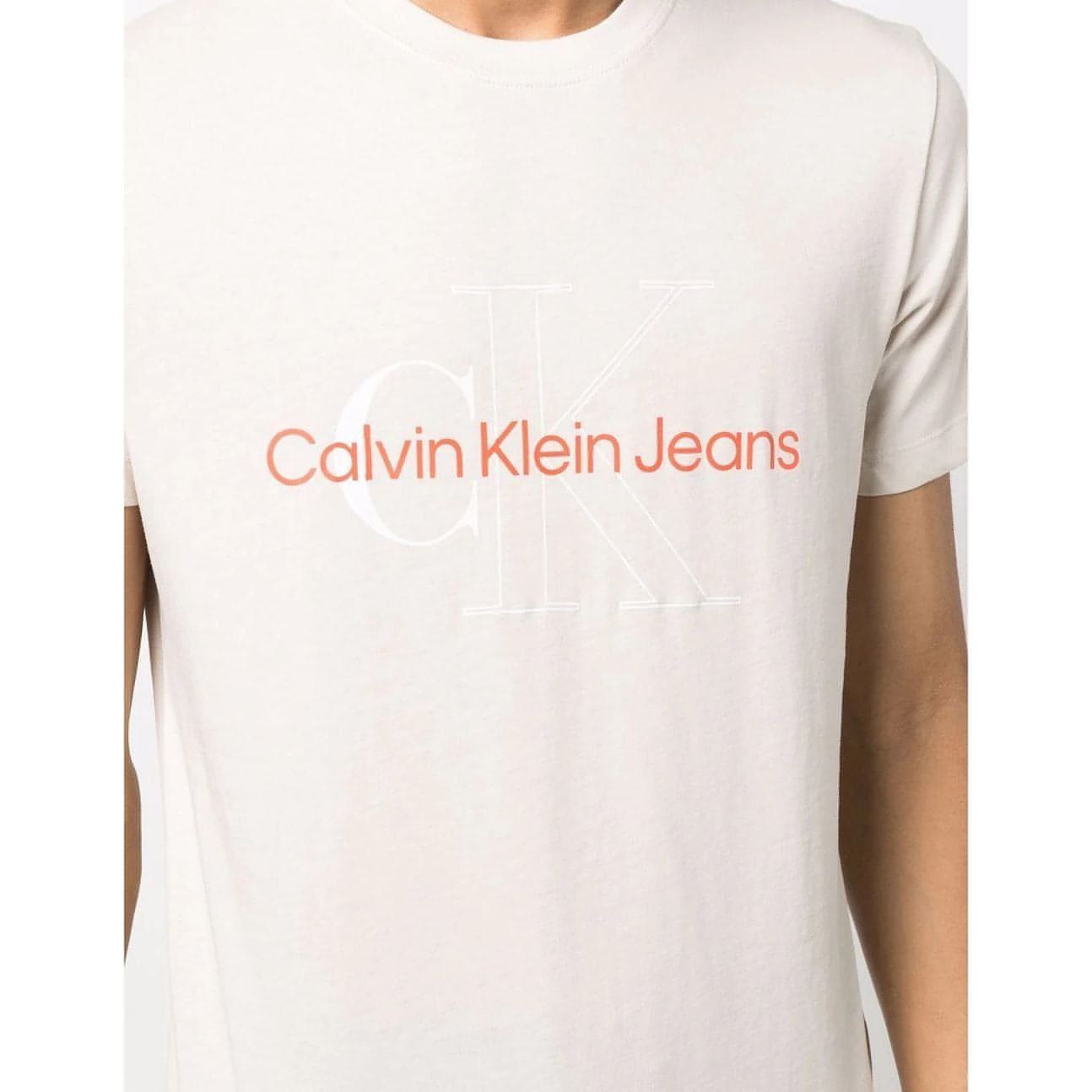 CALVIN KLEIN JEANS vyriški kreminiai marškinėliai
