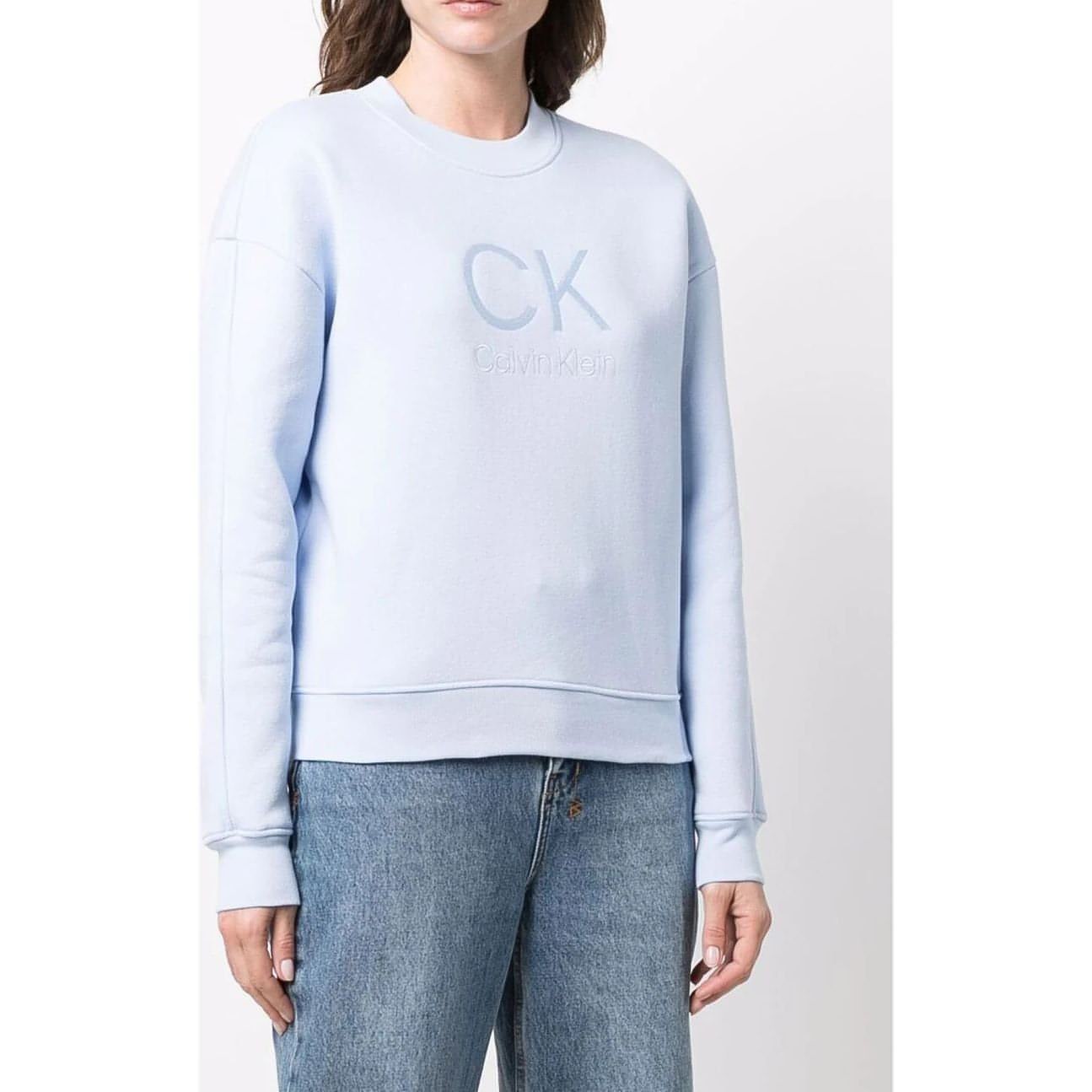 CALVIN KLEIN moteriškas šviesiai mėlynas džemperis