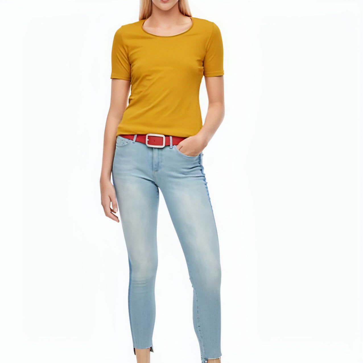S. OLIVER geltoni moteriški marškinėliai