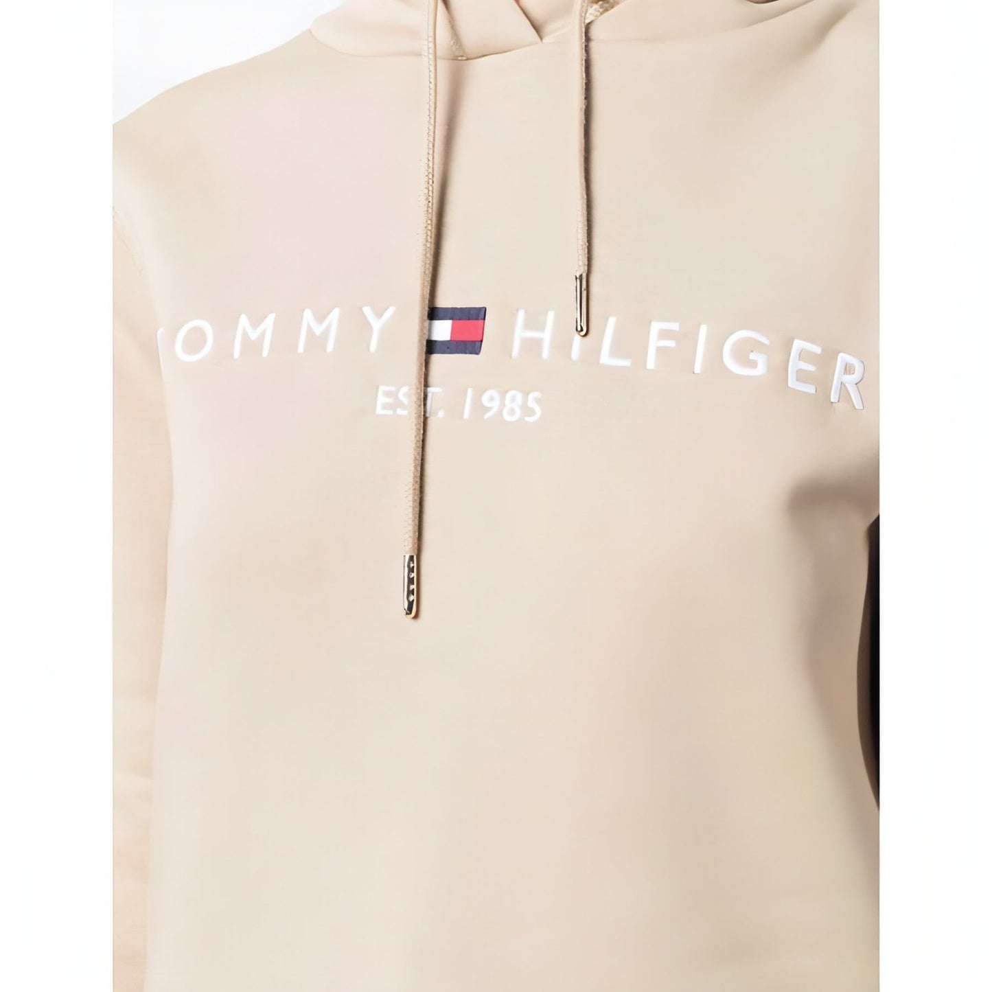 TOMMY HILFIGER moteriškas smėlio spalvos džemperis su gobtuvu