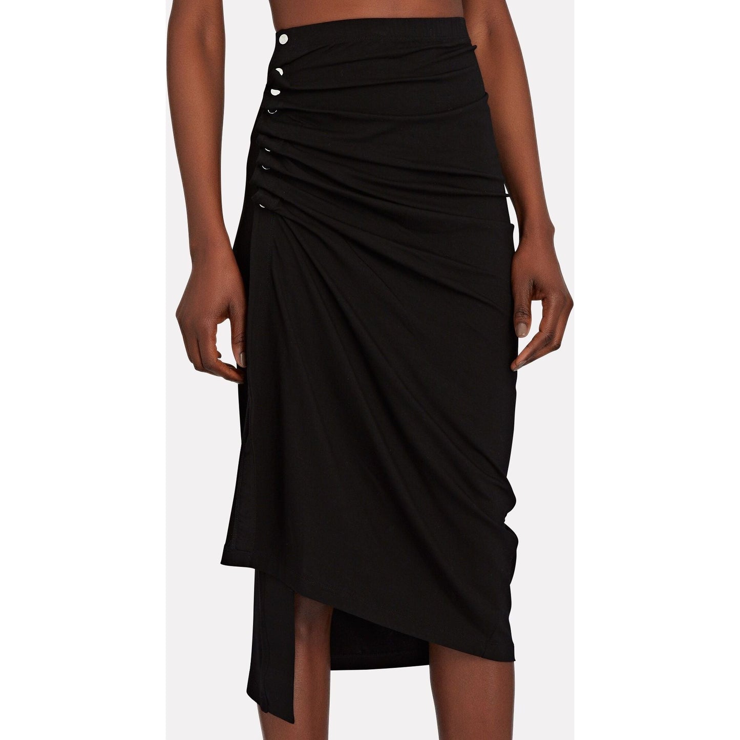 PACO RABANNE moteriškas juodas sijonas Asymmetric midi skirt