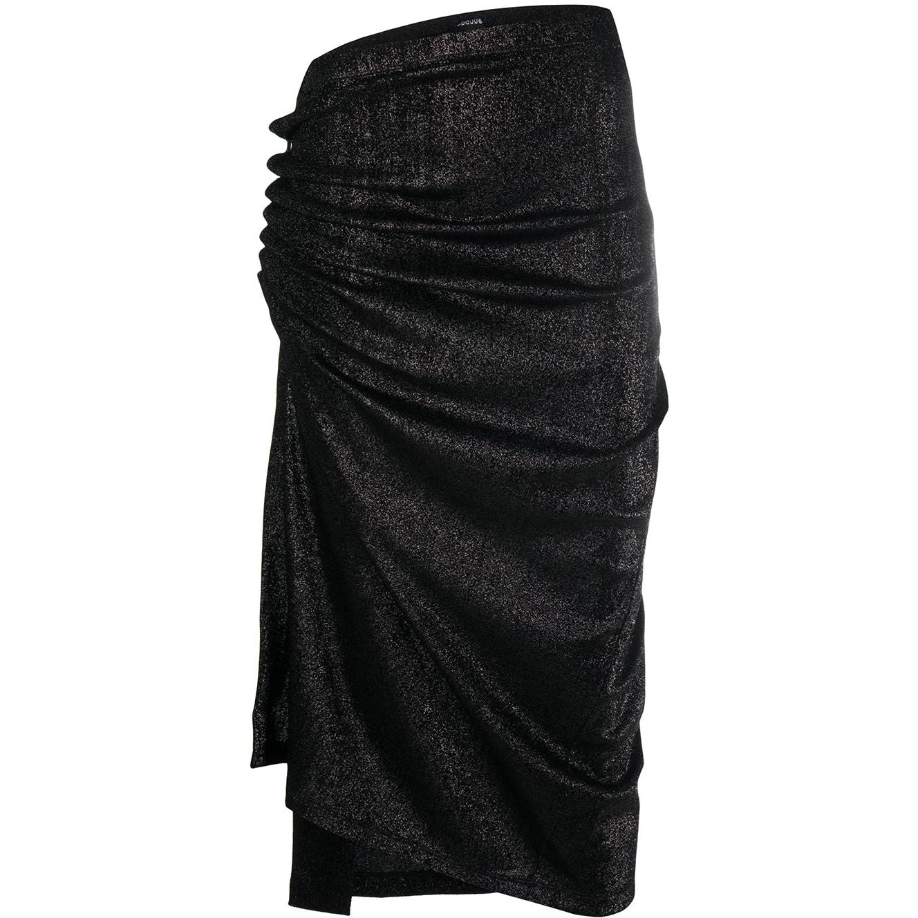 PACO RABANNE moteriškas juodas sijonas Asymmetric midi skirt