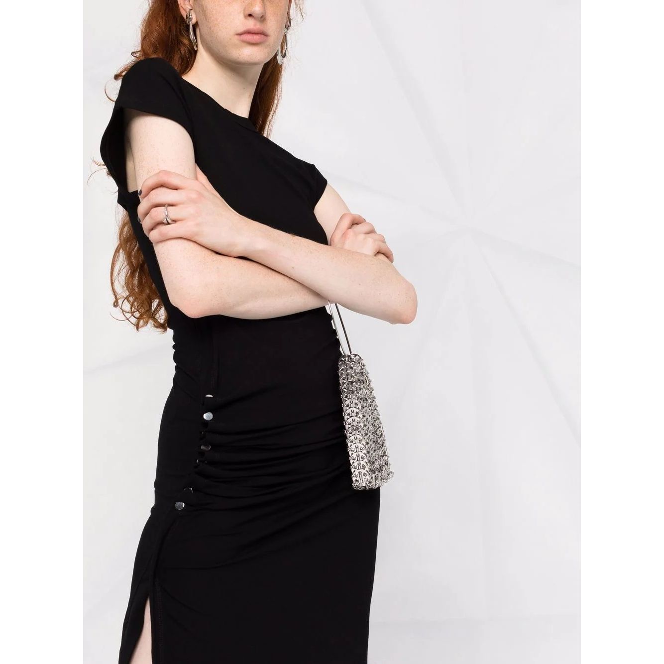 PACO RABANNE moteriška juoda suknelė Asymmetric midi dress