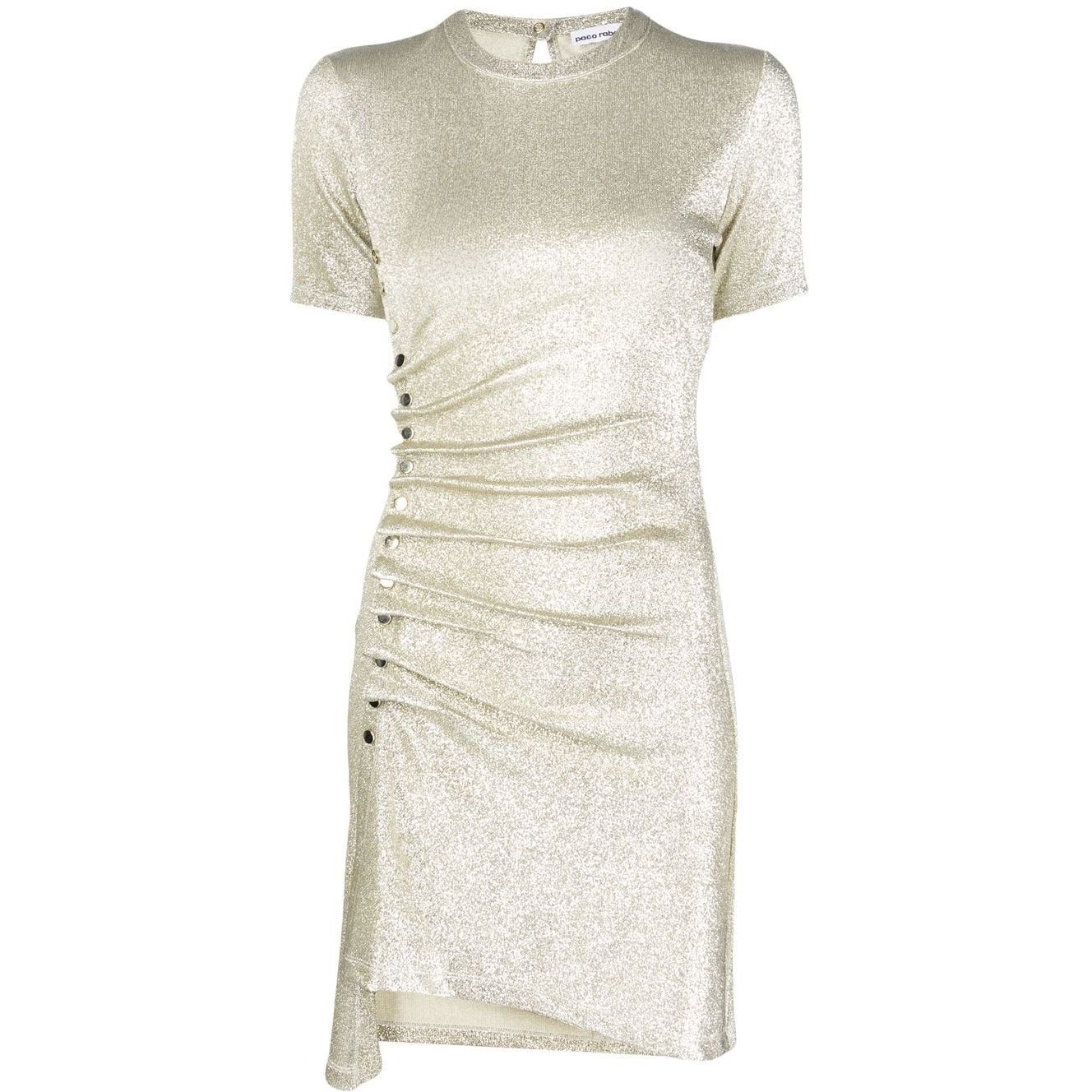 PACO RABANNE moteriška sidabrinė suknelė Asymmetric mini dress