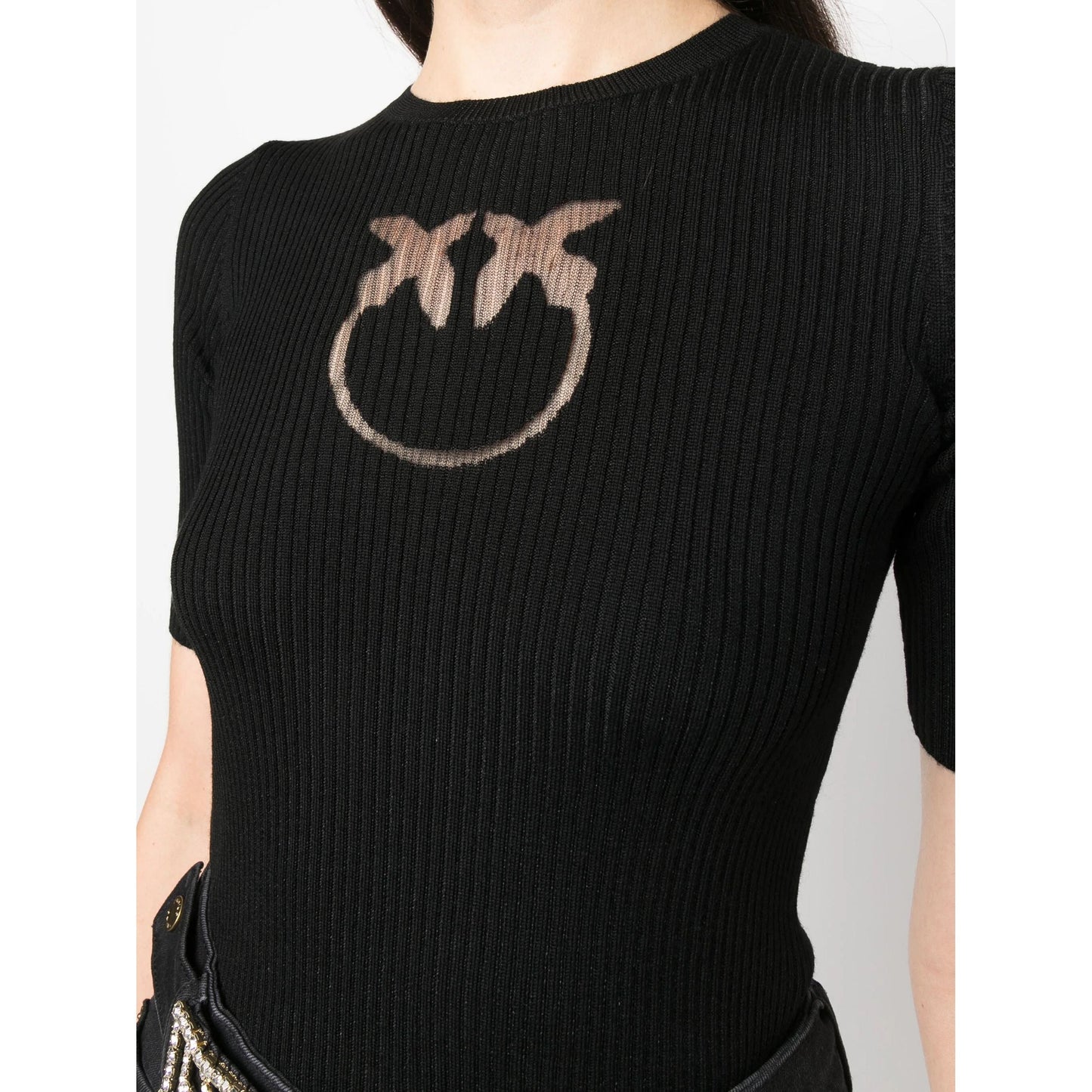 PINKO moteriškas juodas megztinis Tritone sweater