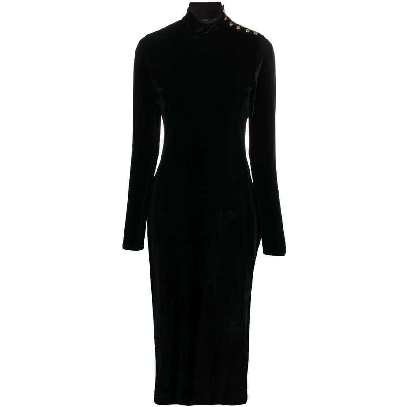 POLO RALPH LAUREN moteriška juoda ilga suknelė
