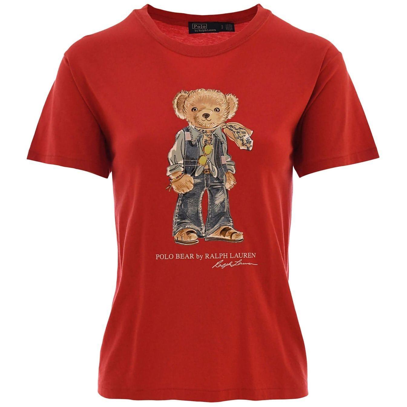 Moteriški raudoni marškinėliai Lrl bear short sleeve t-shirt