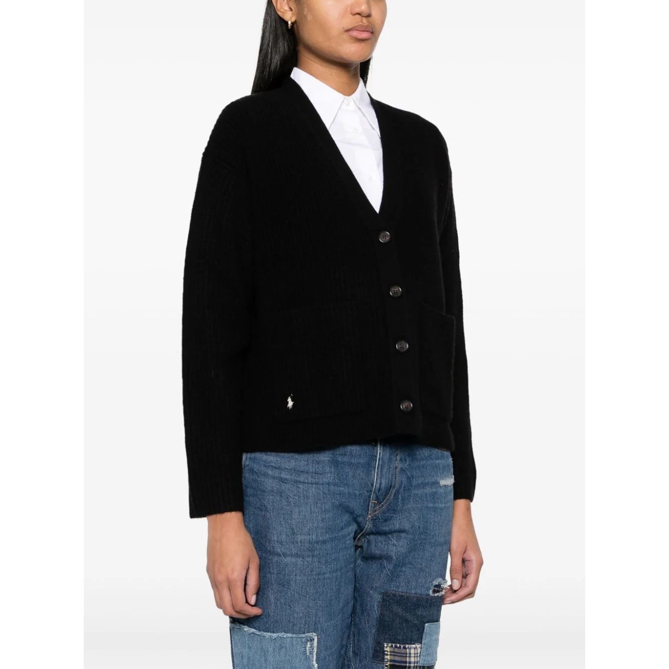 POLO RALPH LAUREN moteriškas juodas megztinis Long sleeve cardigan