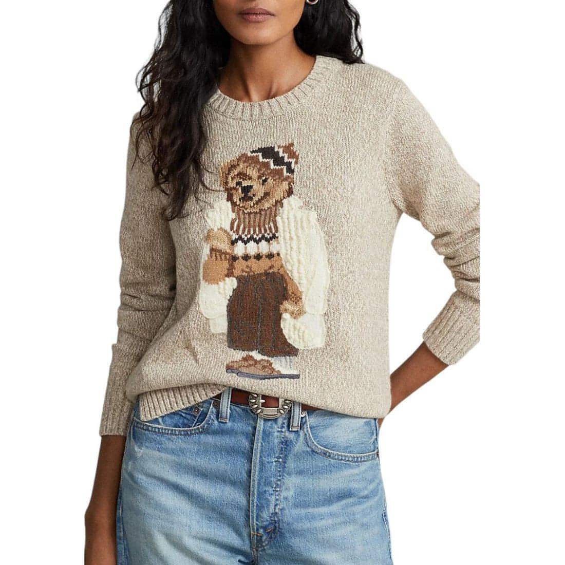 POLO RALPH LAUREN moteriškas rudas megztinis Long sleeve pullover