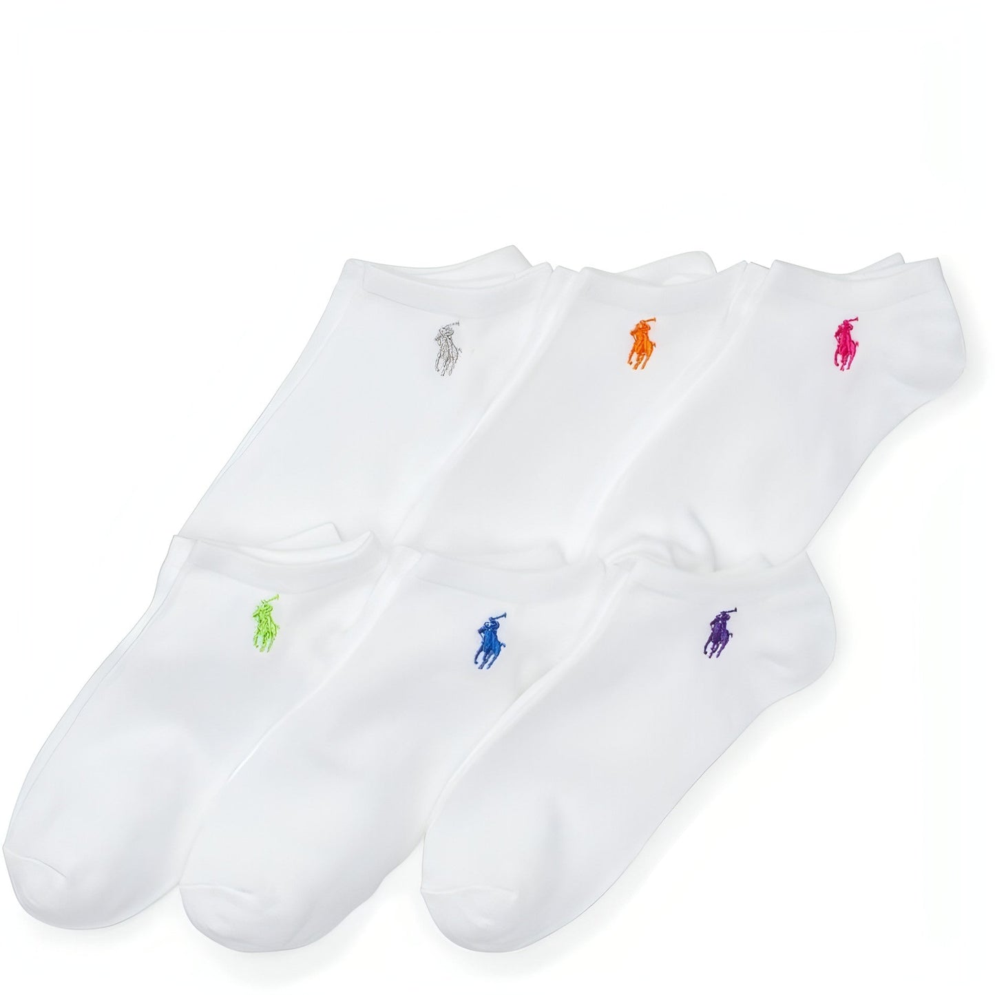POLO RALPH LAUREN moteriškos baltos kojinės Flat low cut 6-pack socks