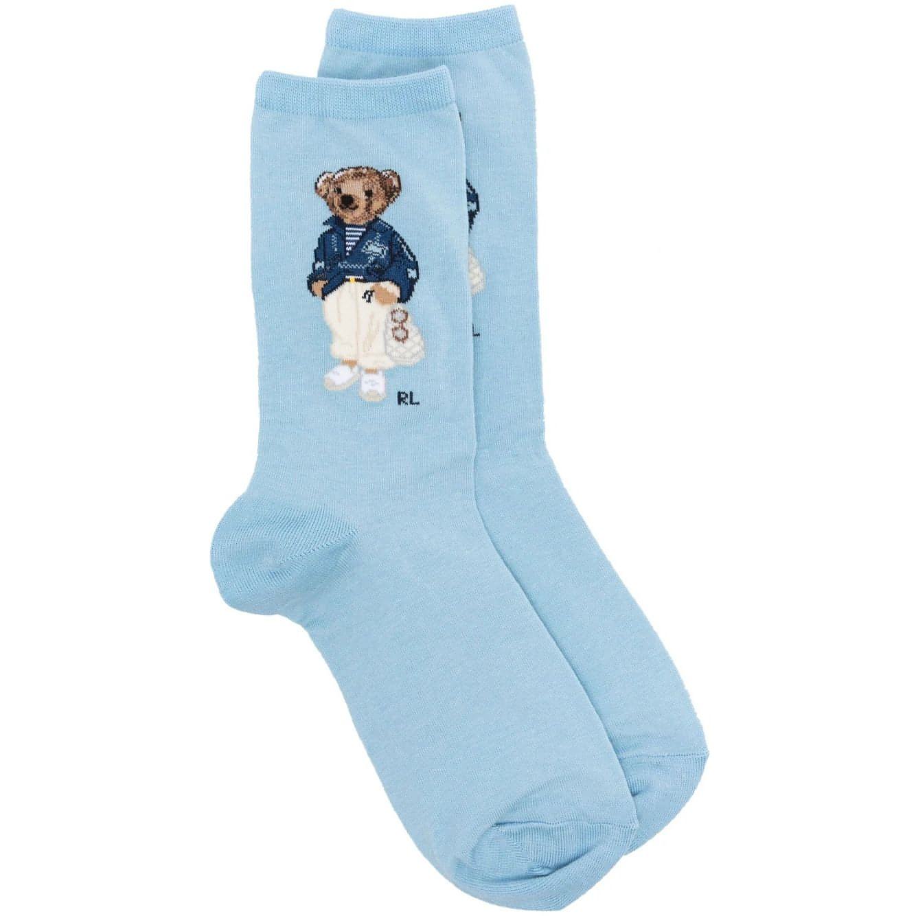 POLO RALPH LAUREN moteriškos mėlynos kojinės Bear crew socks