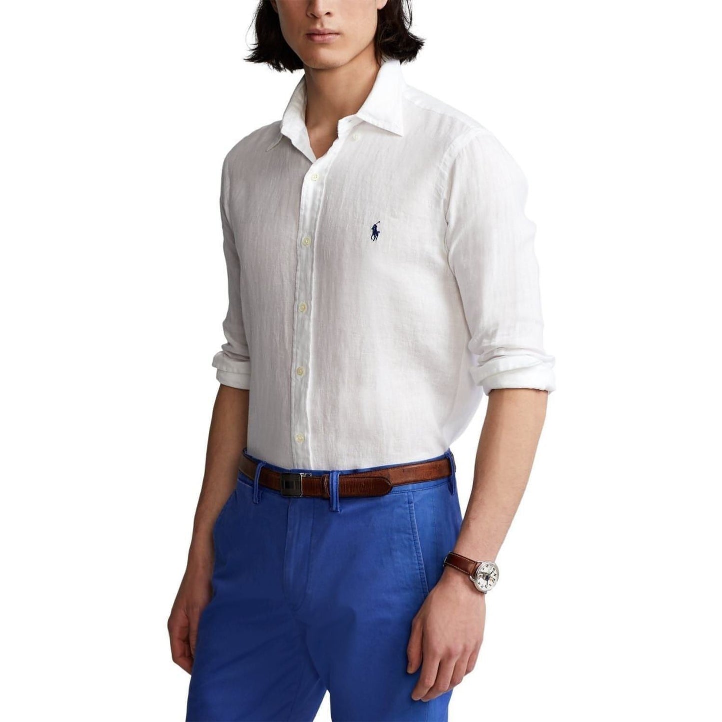POLO RALPH LAUREN vyriški balti marškiniai ilgomis rankovėmis Long sleeve sport shirt