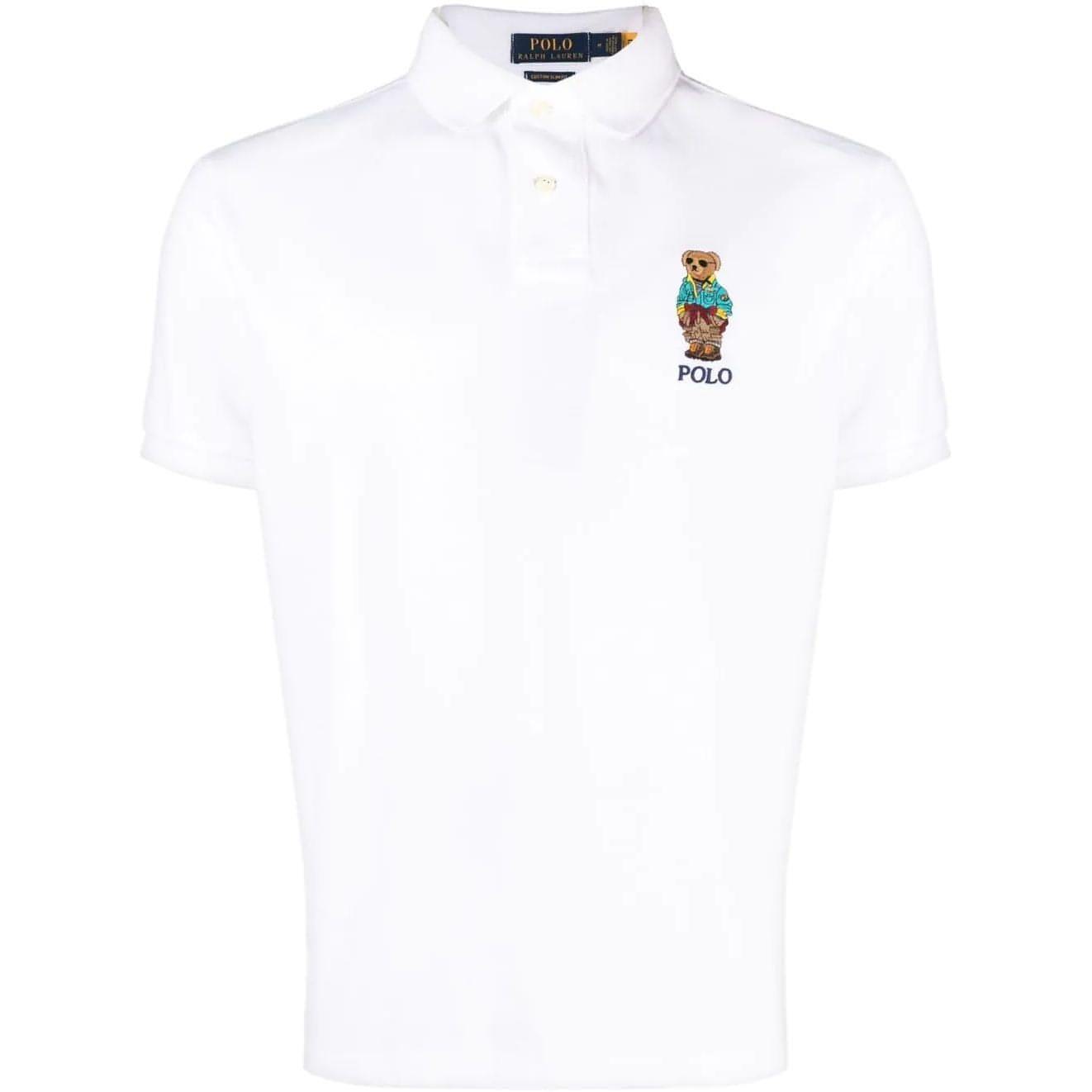 POLO RALPH LAUREN vyriški balti marškinėliai Slim POLO bear jersey t-shirt