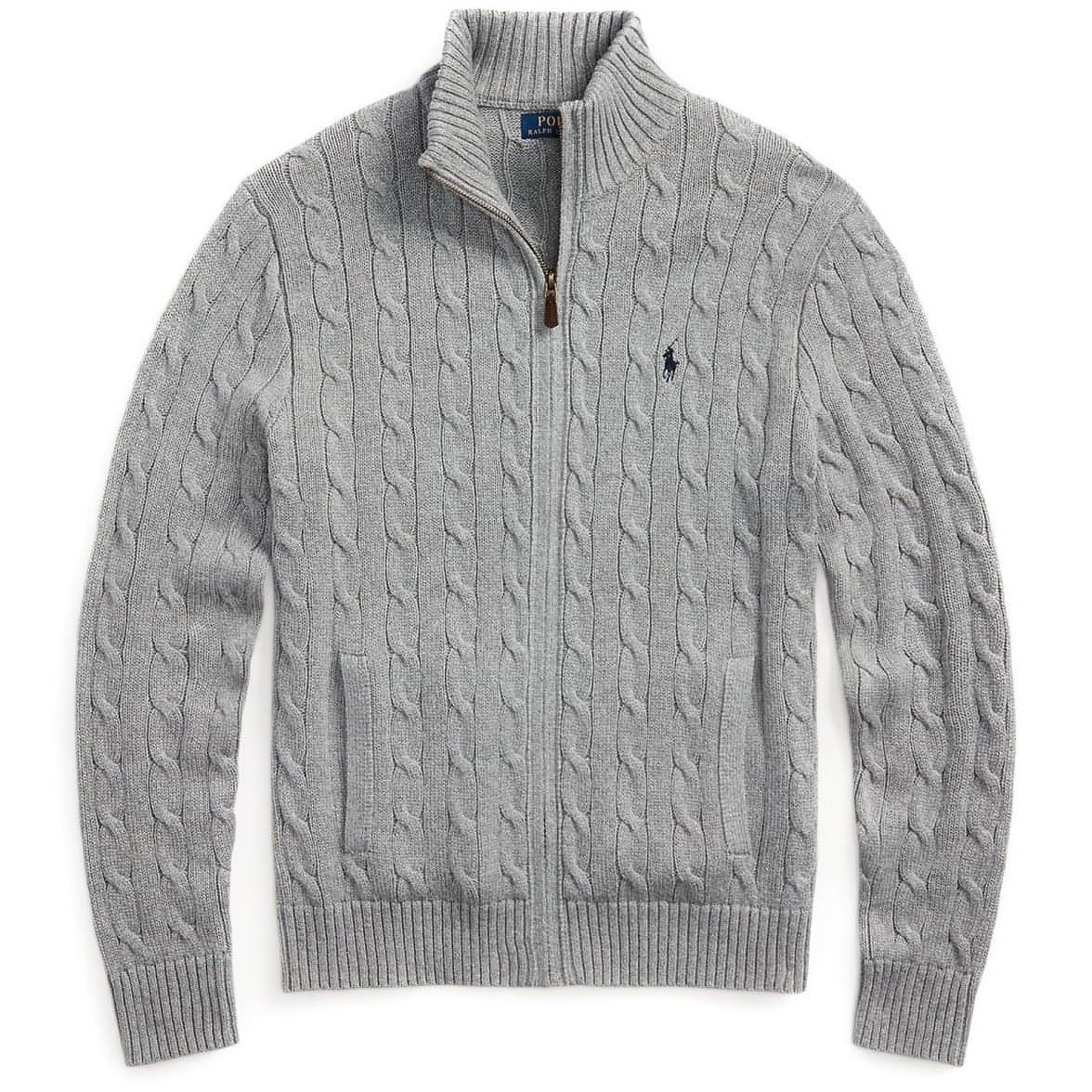 POLO RALPH LAUREN vyriškas pilkas megztinis Long sleeve full zip sweater