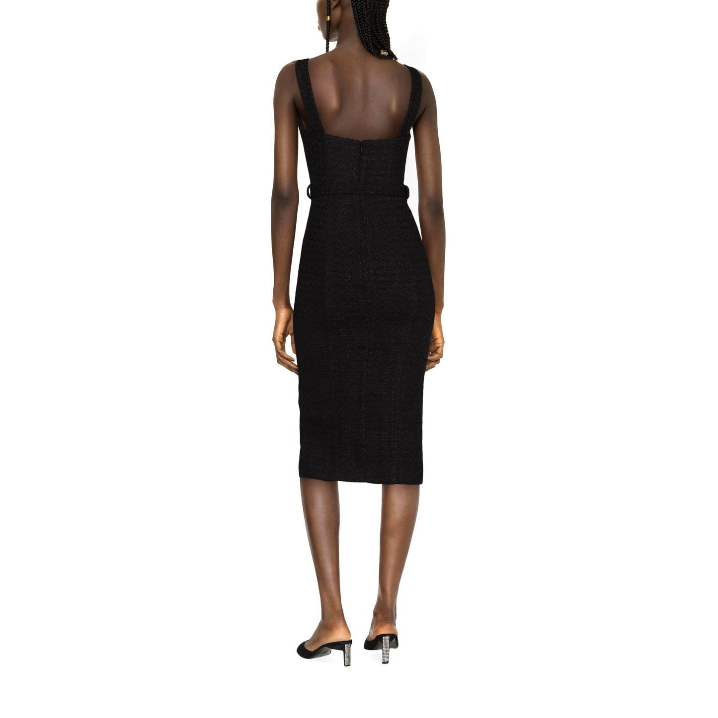 SELF PORTRAIT  moteriška  juoda  suknelė  Black boucle midi dress