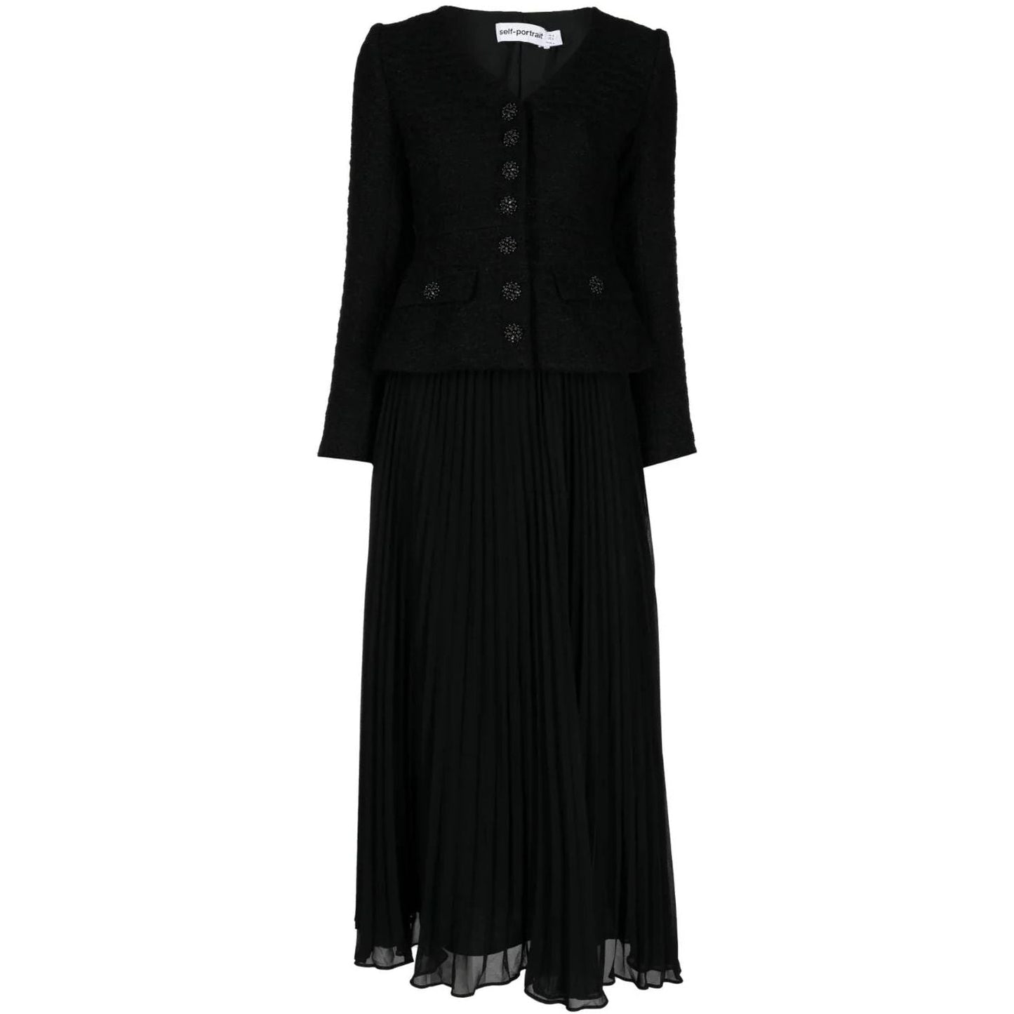 SELF PORTRAIT  moteriška  juoda  suknelė  Boucle chiffon midi dress