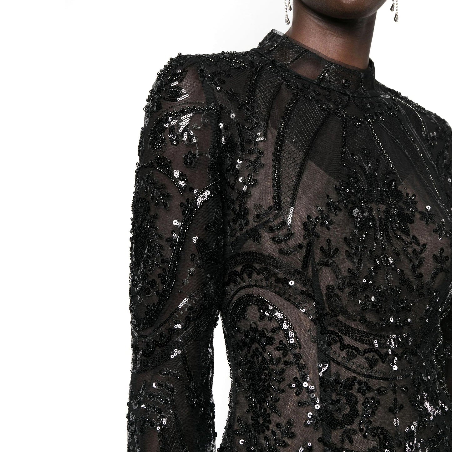 SELF PORTRAIT  moteriška  juoda  suknelė  Paisley sequin midi dress