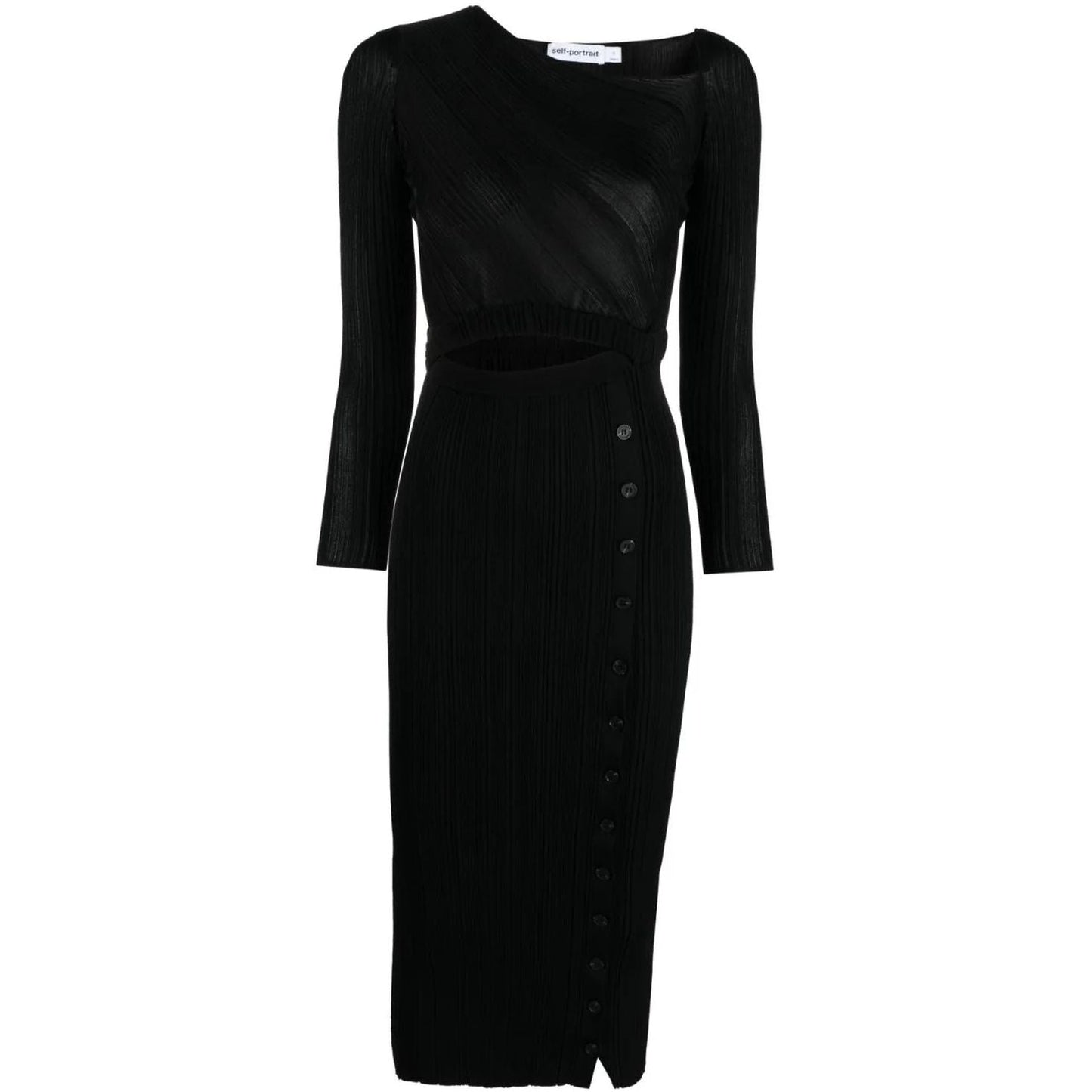 SELF PORTRAIT  moteriška  juoda  suknelė  Black knit midi dress