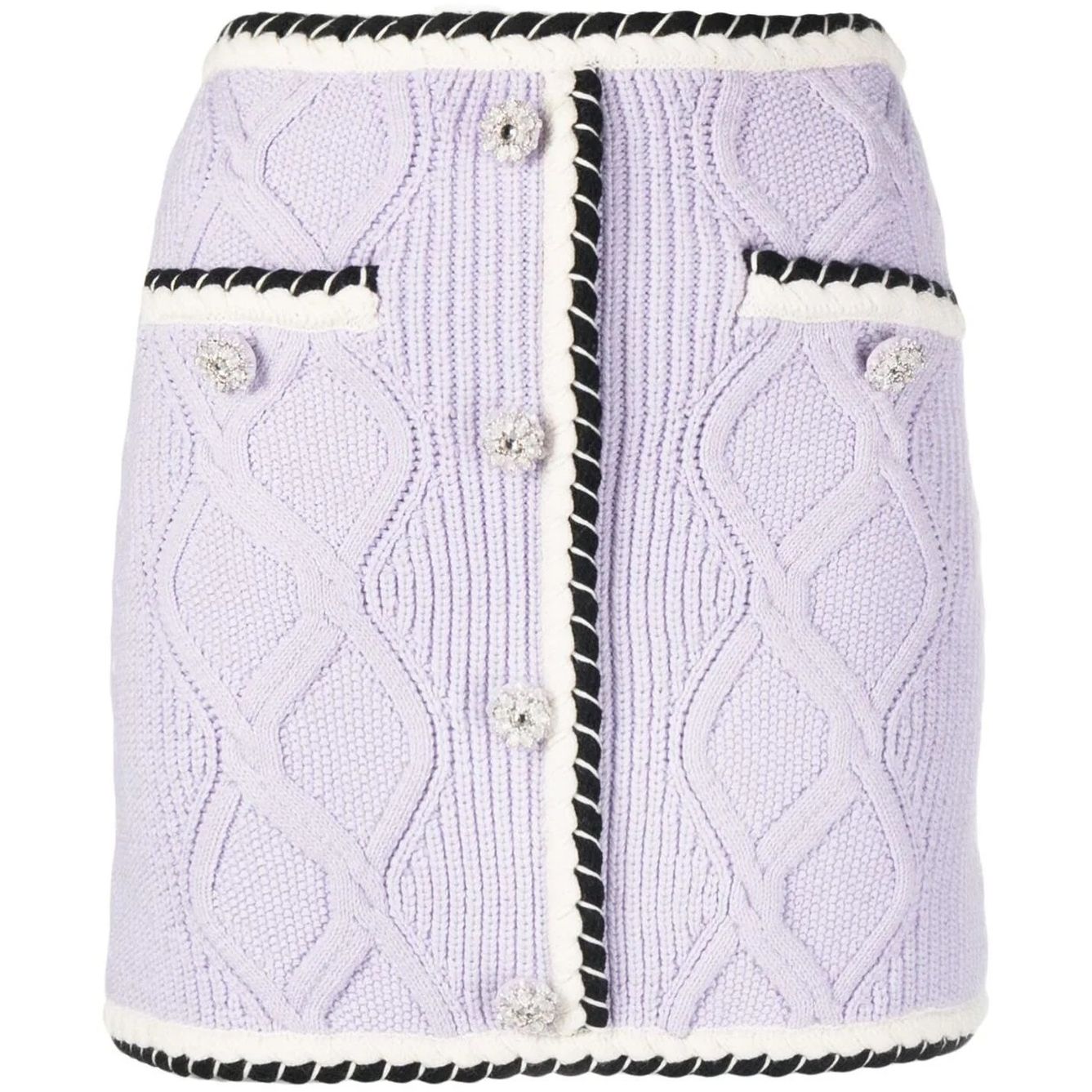 SELF PORTRAIT moteriškas violetinis sijonas Lilac knit mini skirt