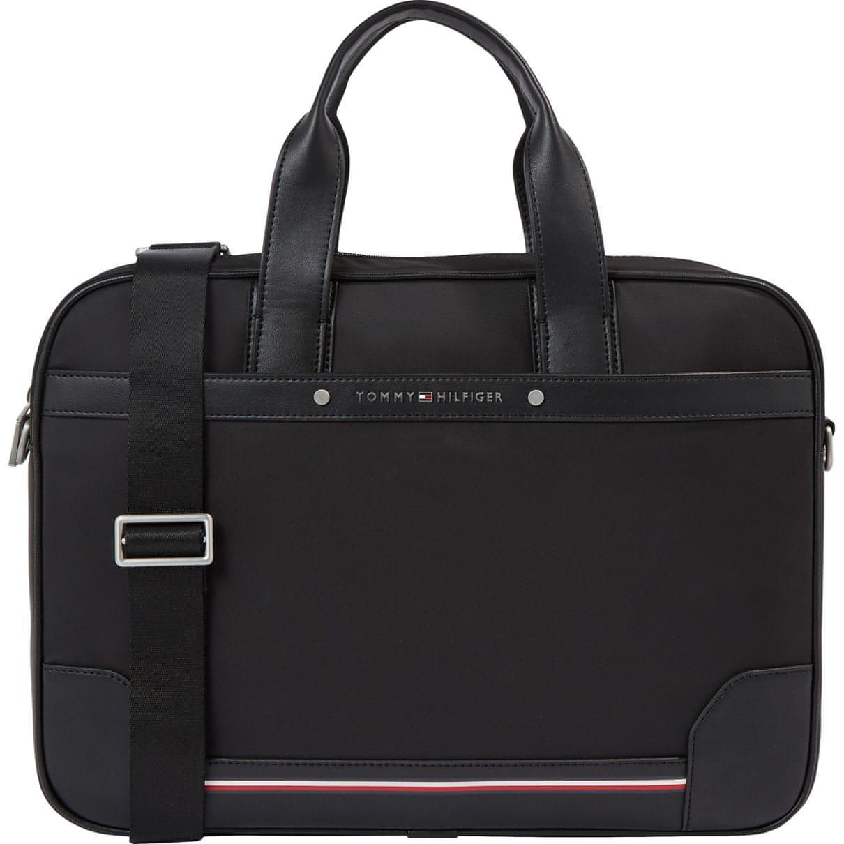 TOMMY HILFIGER vyriškas juodas nešiojamojo kompiuterio krepšys Central repreve computer bag