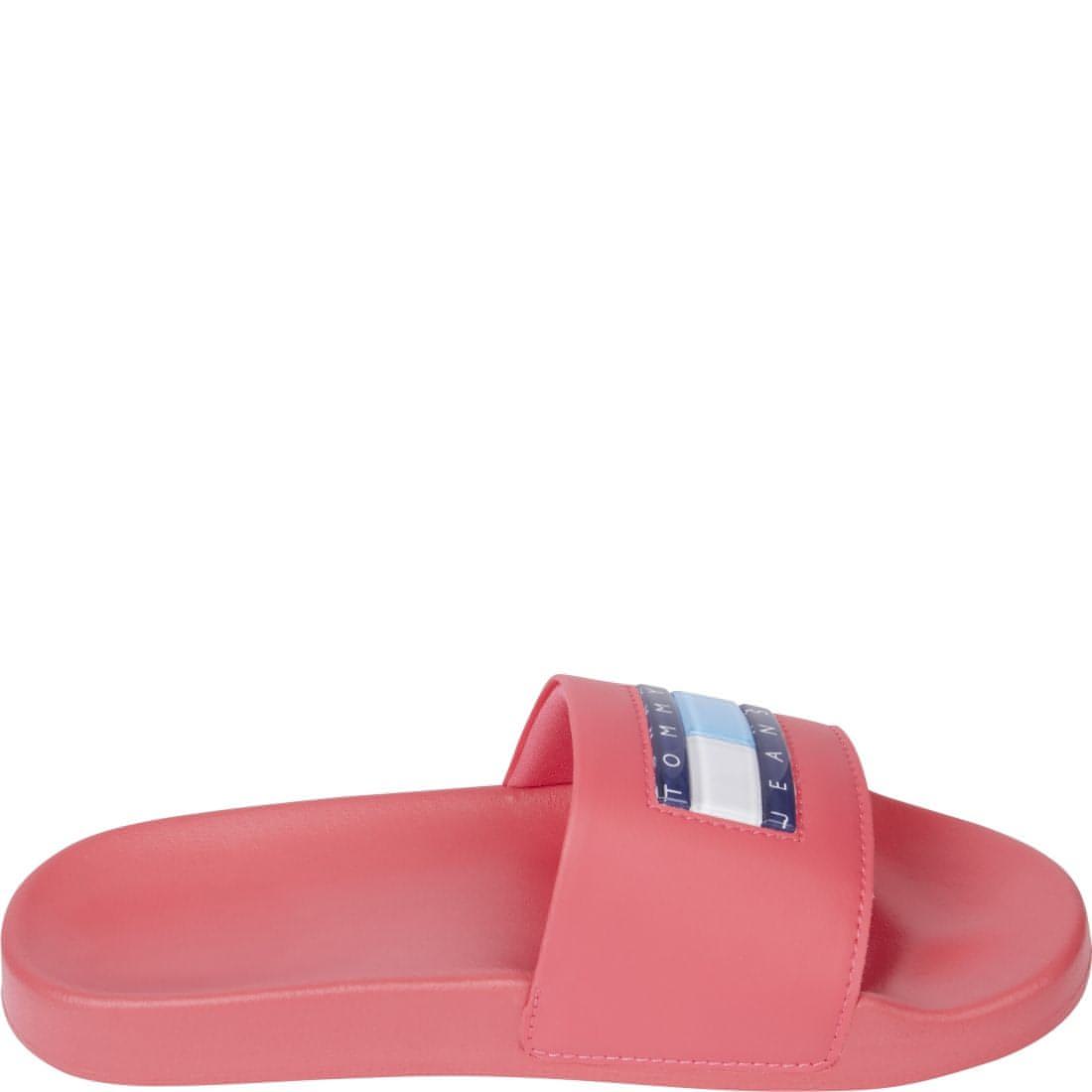TOMMY JEANS moteriškos rožinės šlepetės Flag print pool slippers