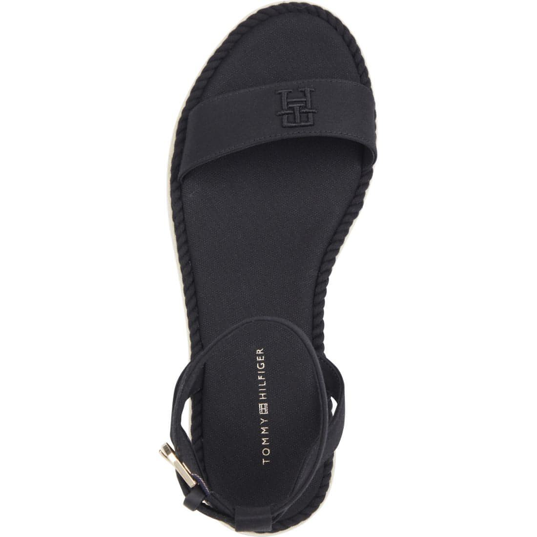 TOMMY HILFIGER moteriškos juodos basutės Rope flatform sandals