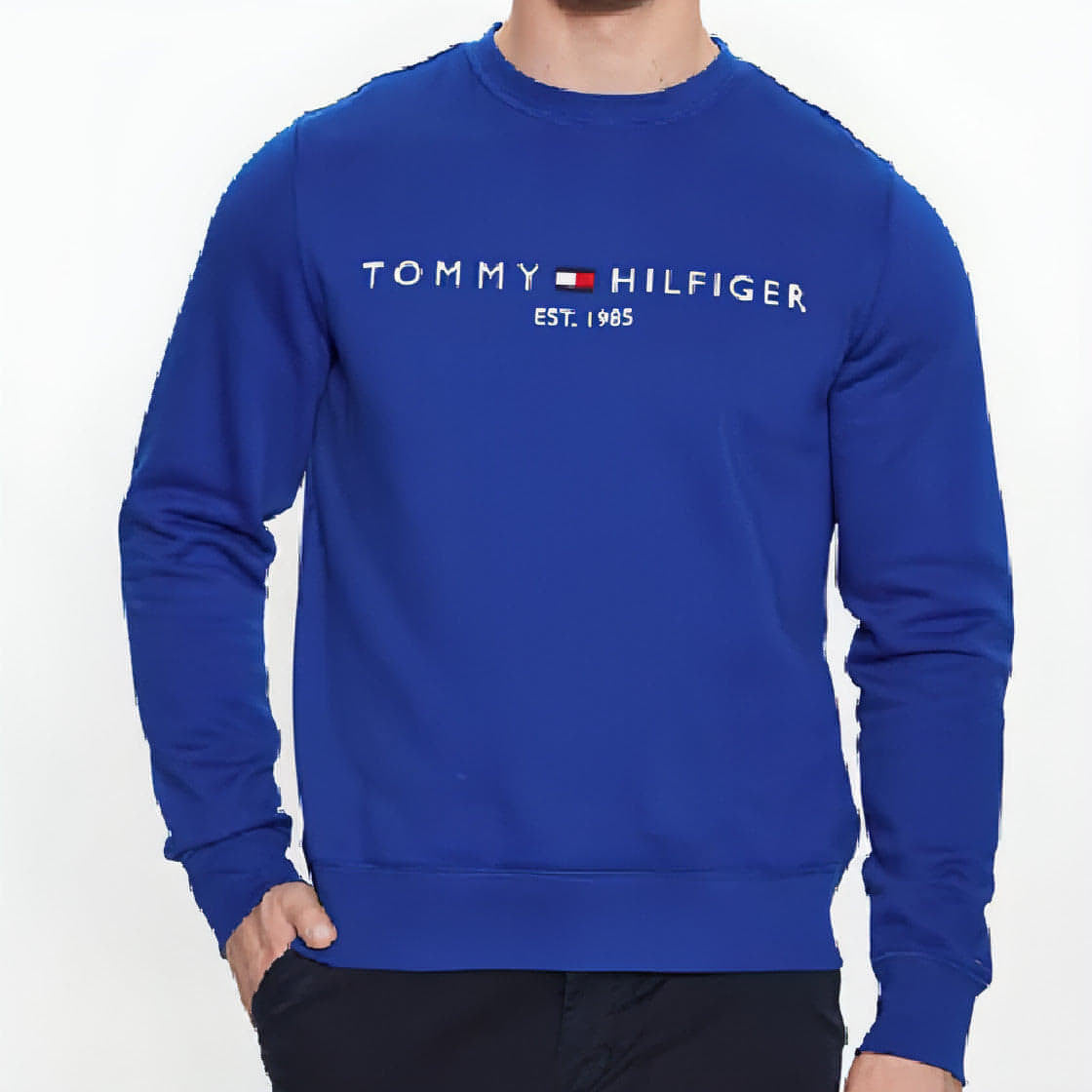 TOMMY HILFIGER vyriškas mėlynas džemperis Tommy logo sweatshirt
