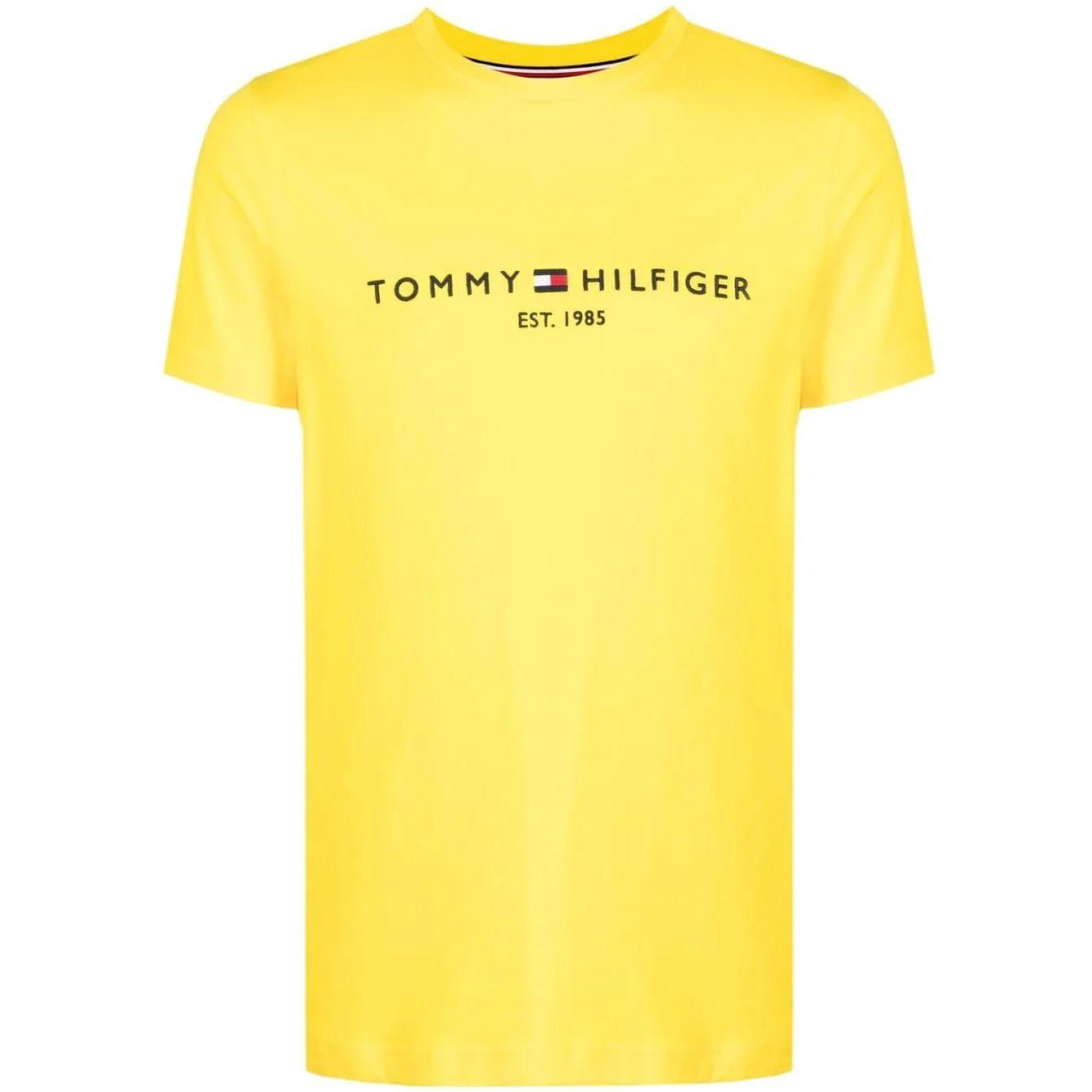 TOMMY HILFIGER vyriški geltoni marškinėliai TOMMY LOGO TEE