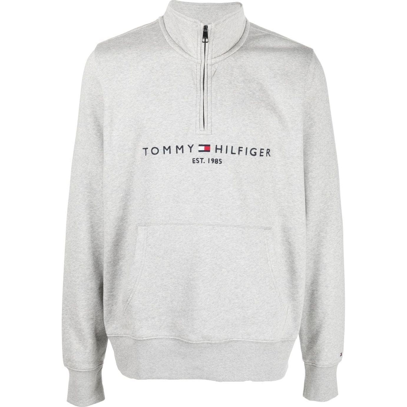 TOMMY HILFIGER vyriškas pilkas džemperis Tommy logo mockneck