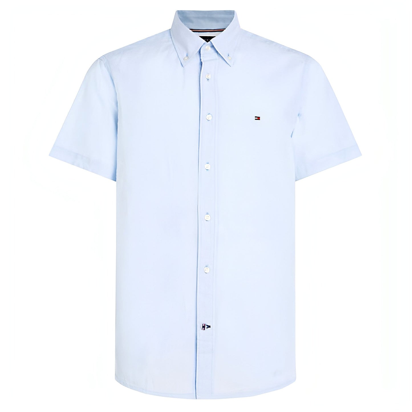 TOMMY HILFIGER vyriški mėlyni marškinėliai trumpomis rankovėmis Airy cotton linen rf shirt s/s