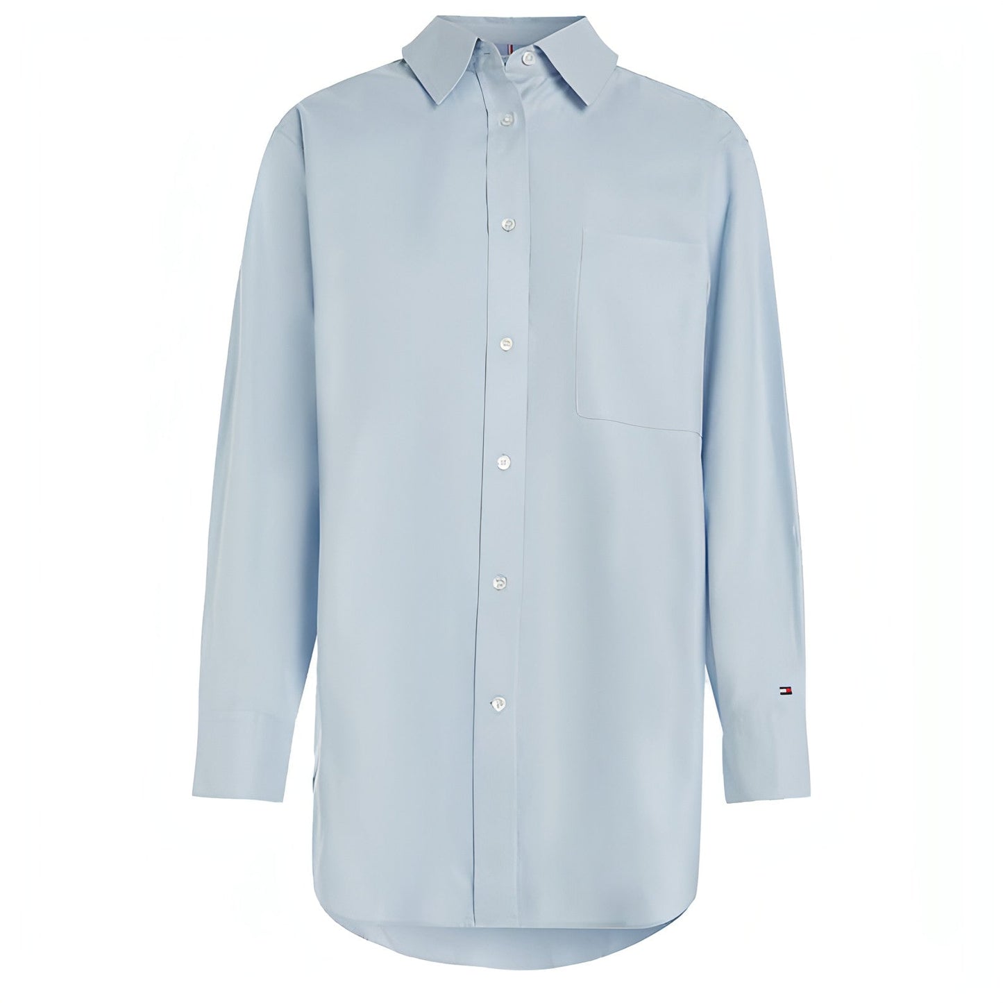 TOMMY HILFIGER moteriški mėlyni marškinėliai ilgomis rankovėmis Oxford oversized shirt ls