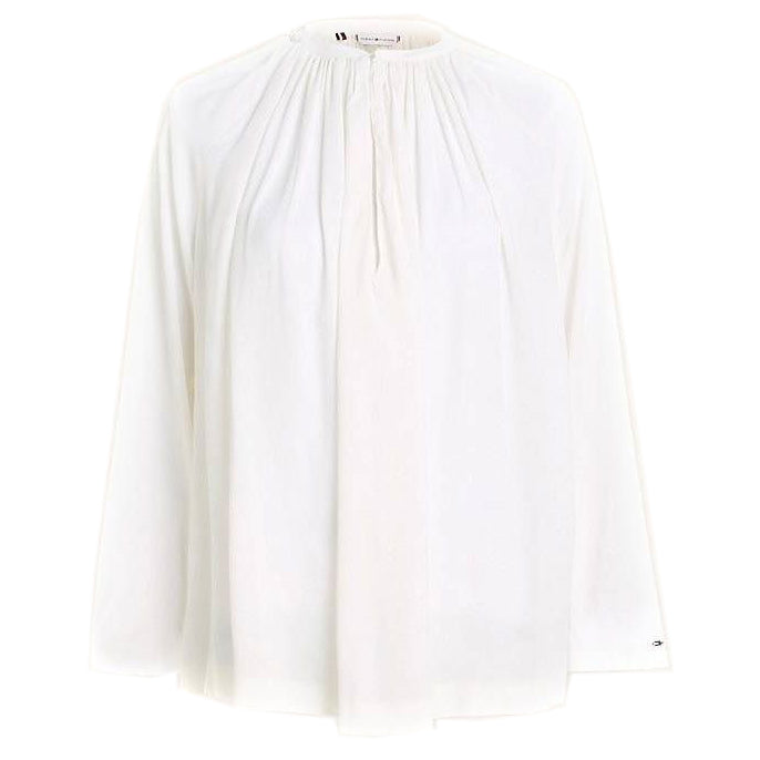 TOMMY HILFIGER moteriška balta palaidinė Viscose crepe gathered blouse