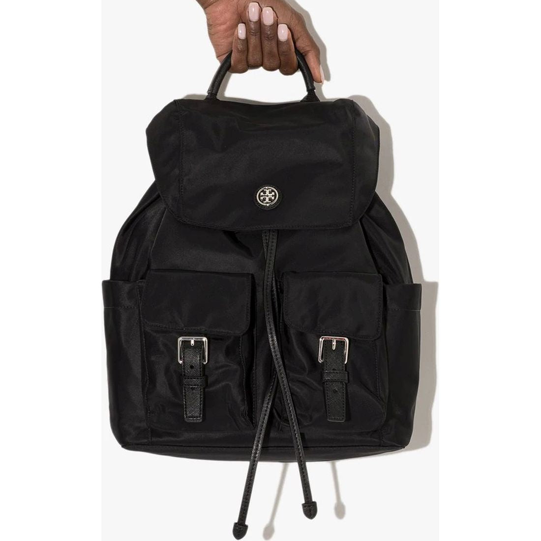 TORY BURCH moteriška juoda kuprinė Virginia flap backpack