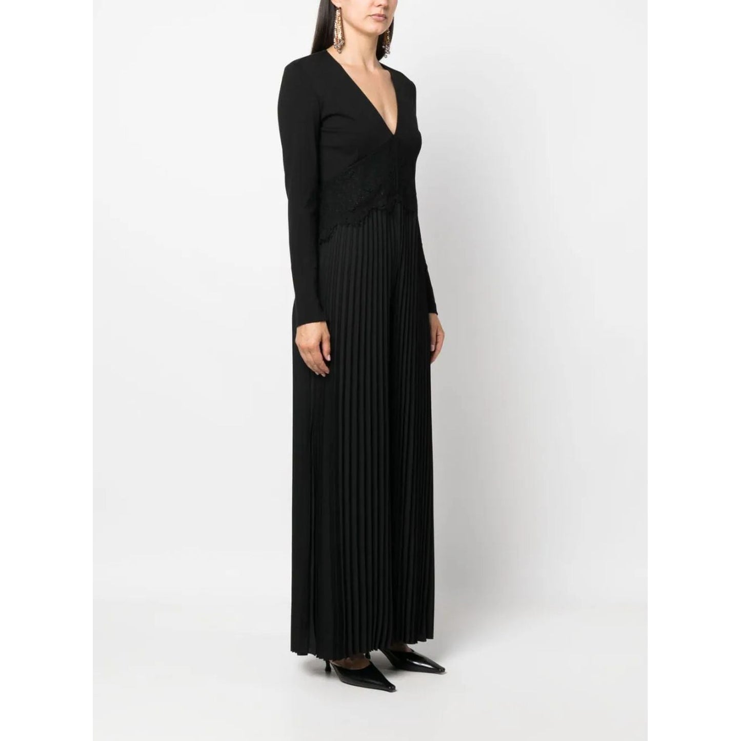 TWINSET moteriška juoda suknelė V-neck maxi dress