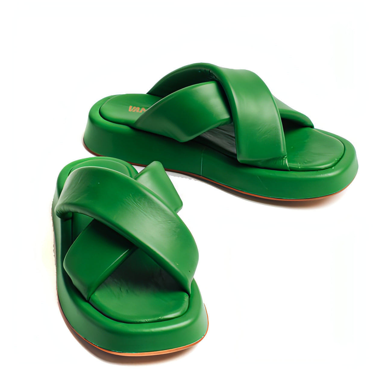VAMSKO moteriškos žalios šlepetės Pillow slippers