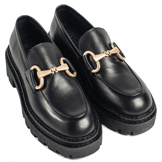 VAMSKO moteriški juodi lygiapadžiai bateliai Bea loafers