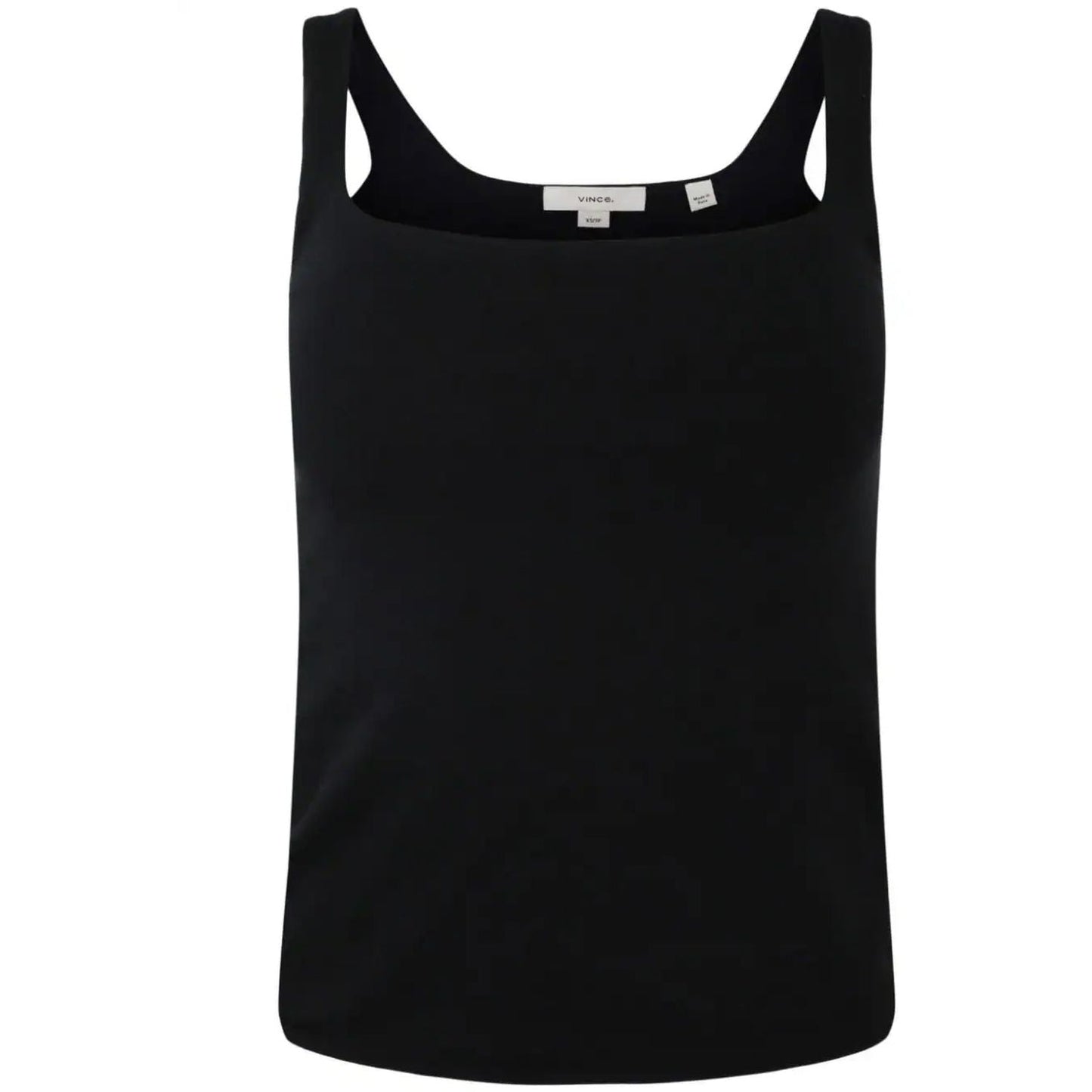 VINCE moteriški juodi marškinėliai trumpomis rankovėmis Square neck tank top