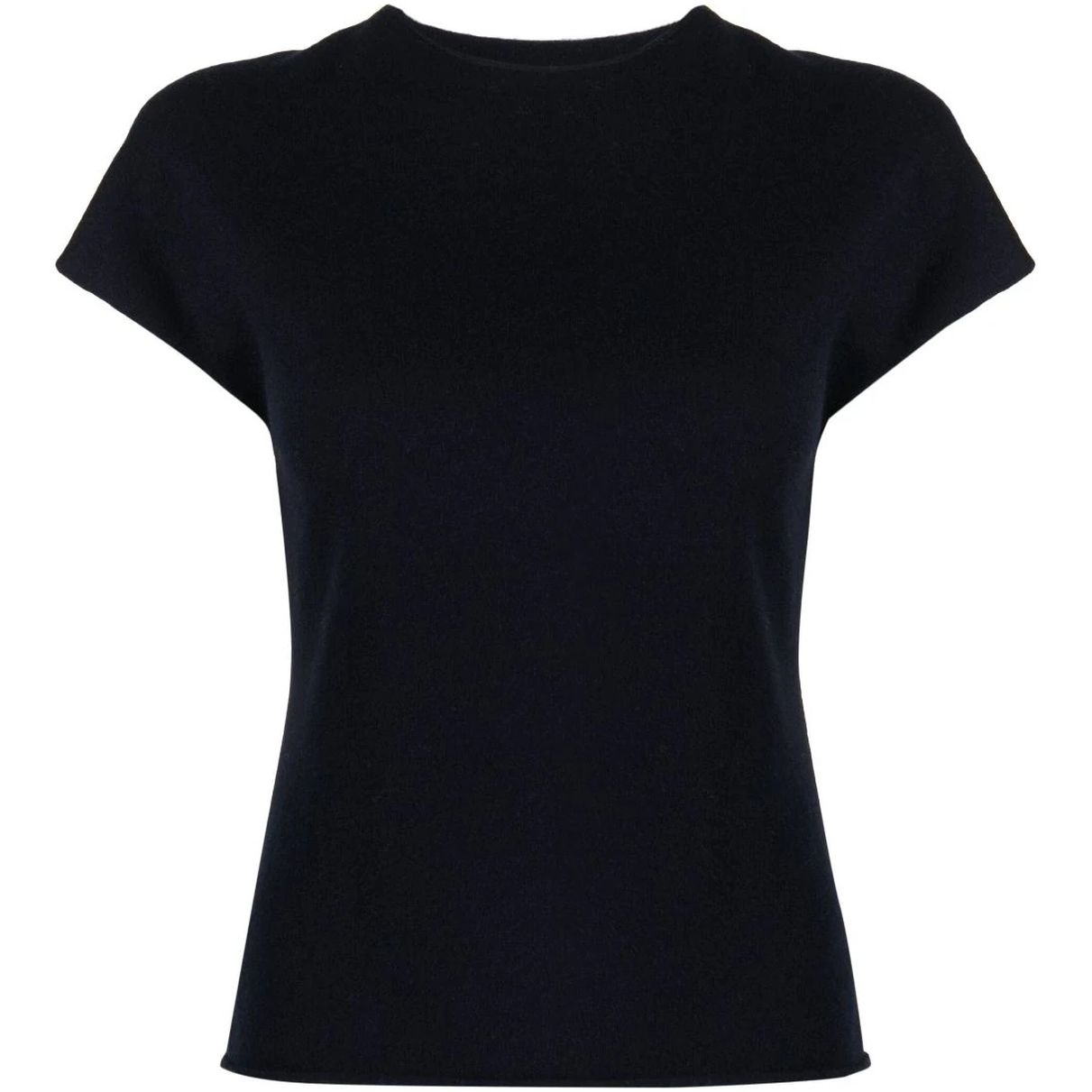 VINCE moteriški juodi marškinėliai trumpomis rankovėmis Knit tee