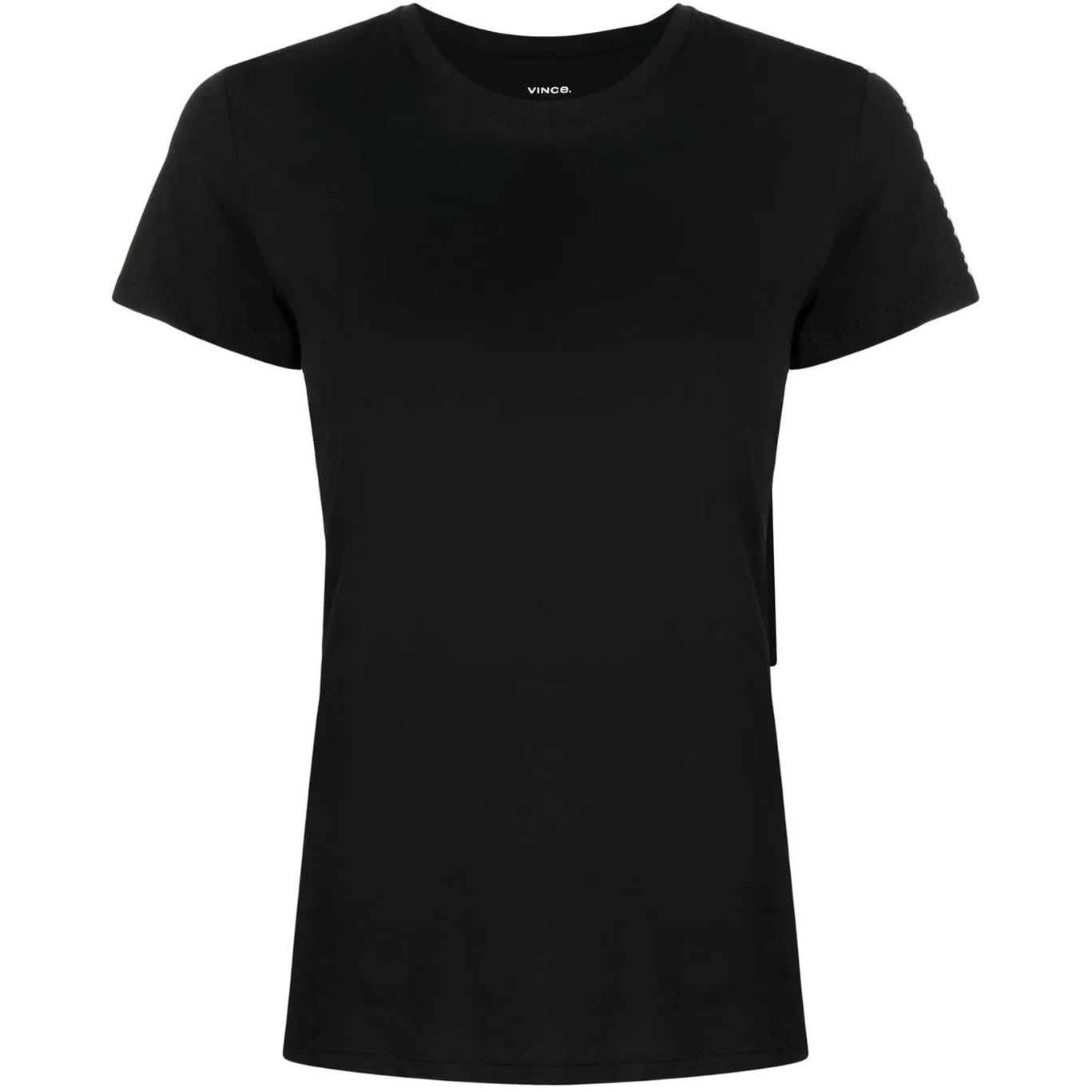 VINCE moteriški juodi marškinėliai trumpomis rankovėmis Essential crew neck t-shirt