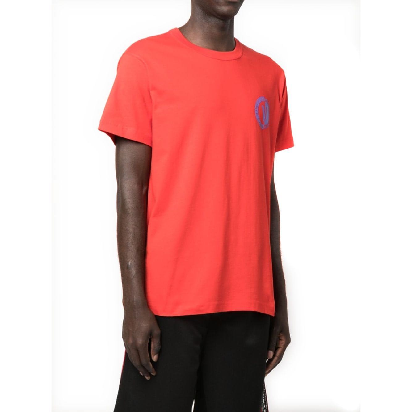 VERSACE JEANS COUTURE vyriški raudoni marškinėliai New vemblem small t-shirt
