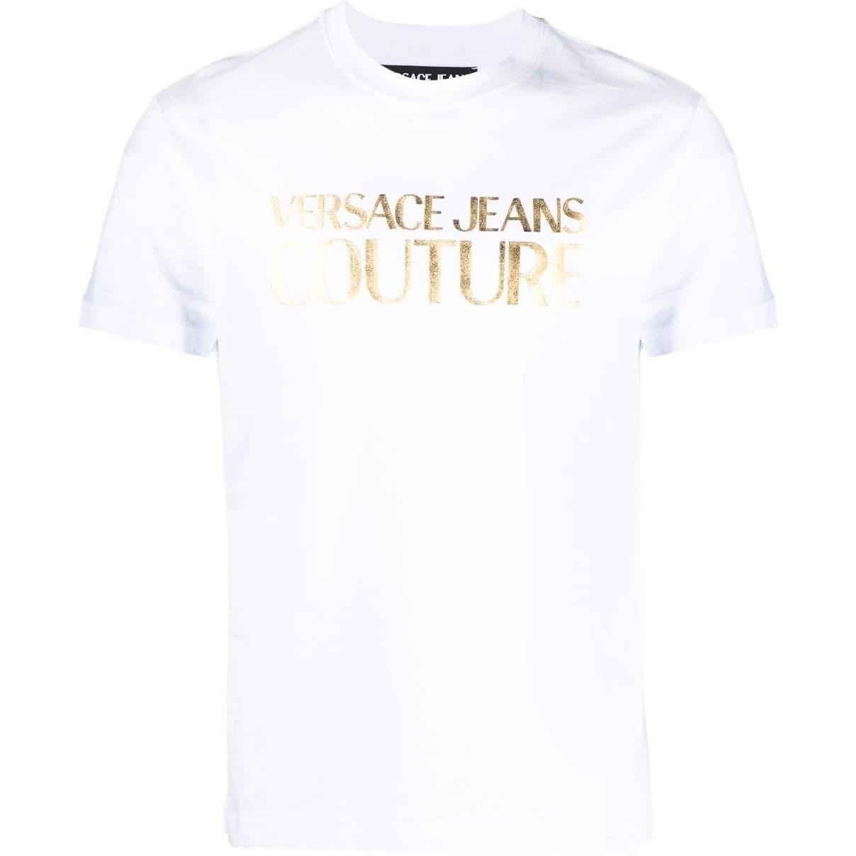 VERSACE JEANS COUTURE vyriški balti marškinėliai Logo thick foil t-shirt