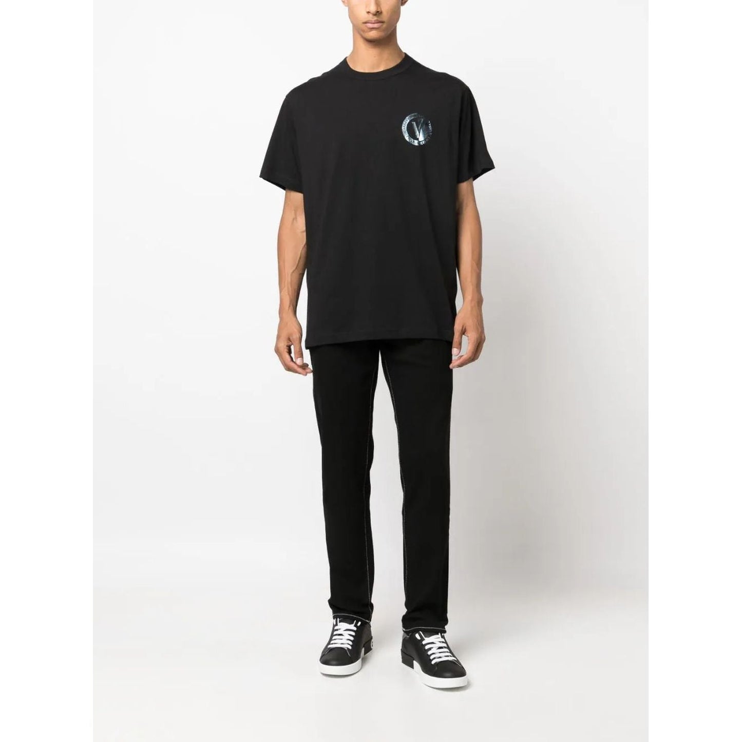 VERSACE JEANS COUTURE vyriški juodi marškinėliai trumpomis rankovėmis T-shirt