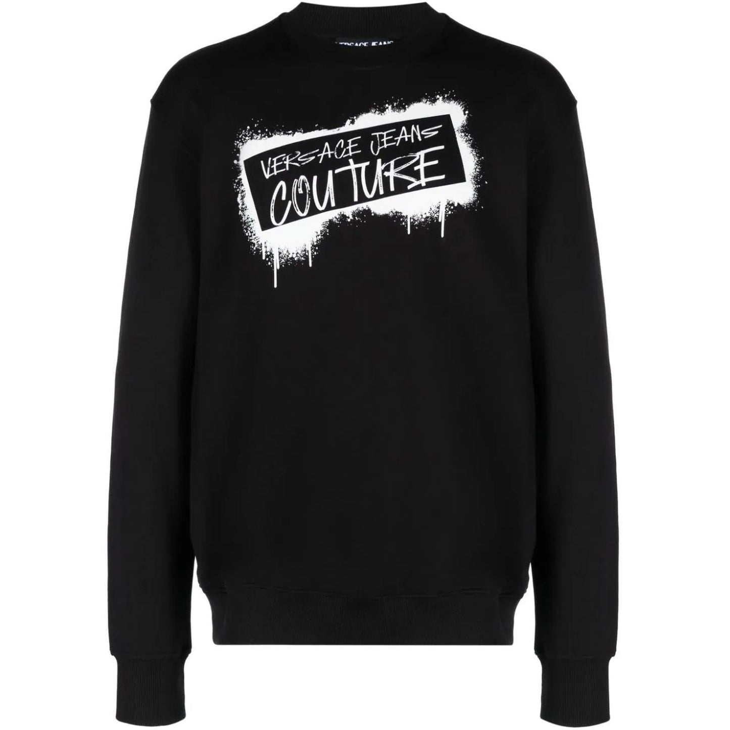 VERSACE JEANS COUTURE vyriškas juodas megztinis R logo graffiti sweatshirt