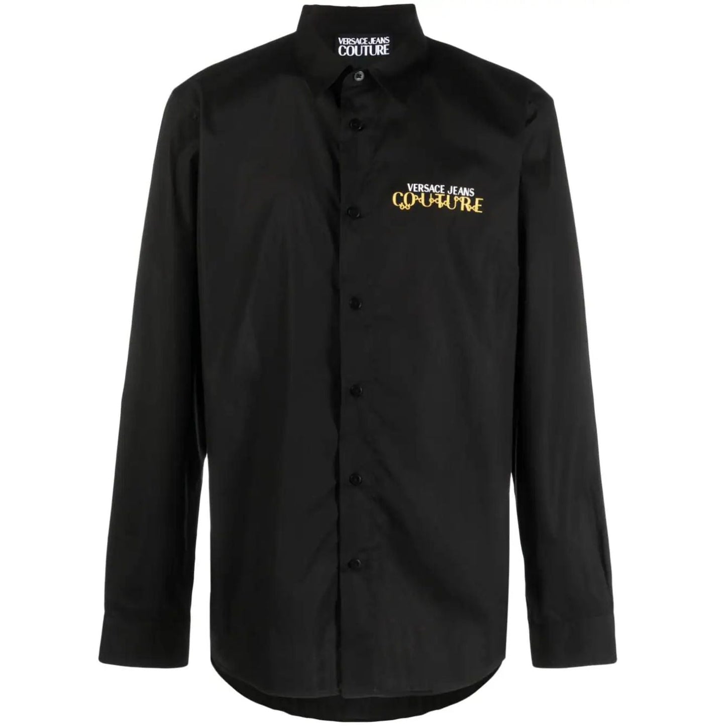 VERSACE JEANS COUTURE vyriški juodi marškiniai ilgomis rankovėmis Logo chain print shirt